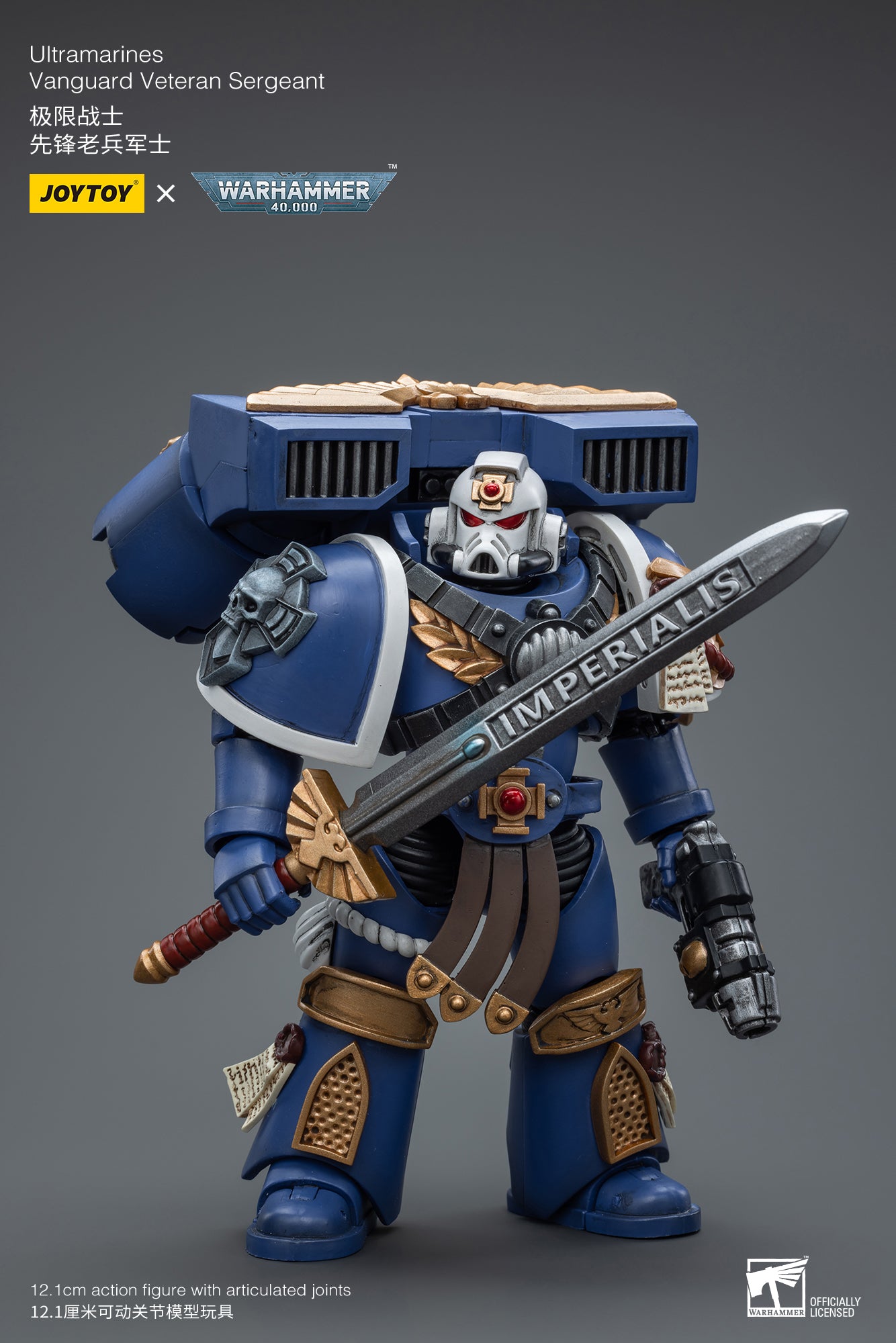 1/18 JOYTOY Warhammer 40K Ultramarines Vanguard Veteran Action Figure - Collectible Miniature for Tabletop Gaming & Display