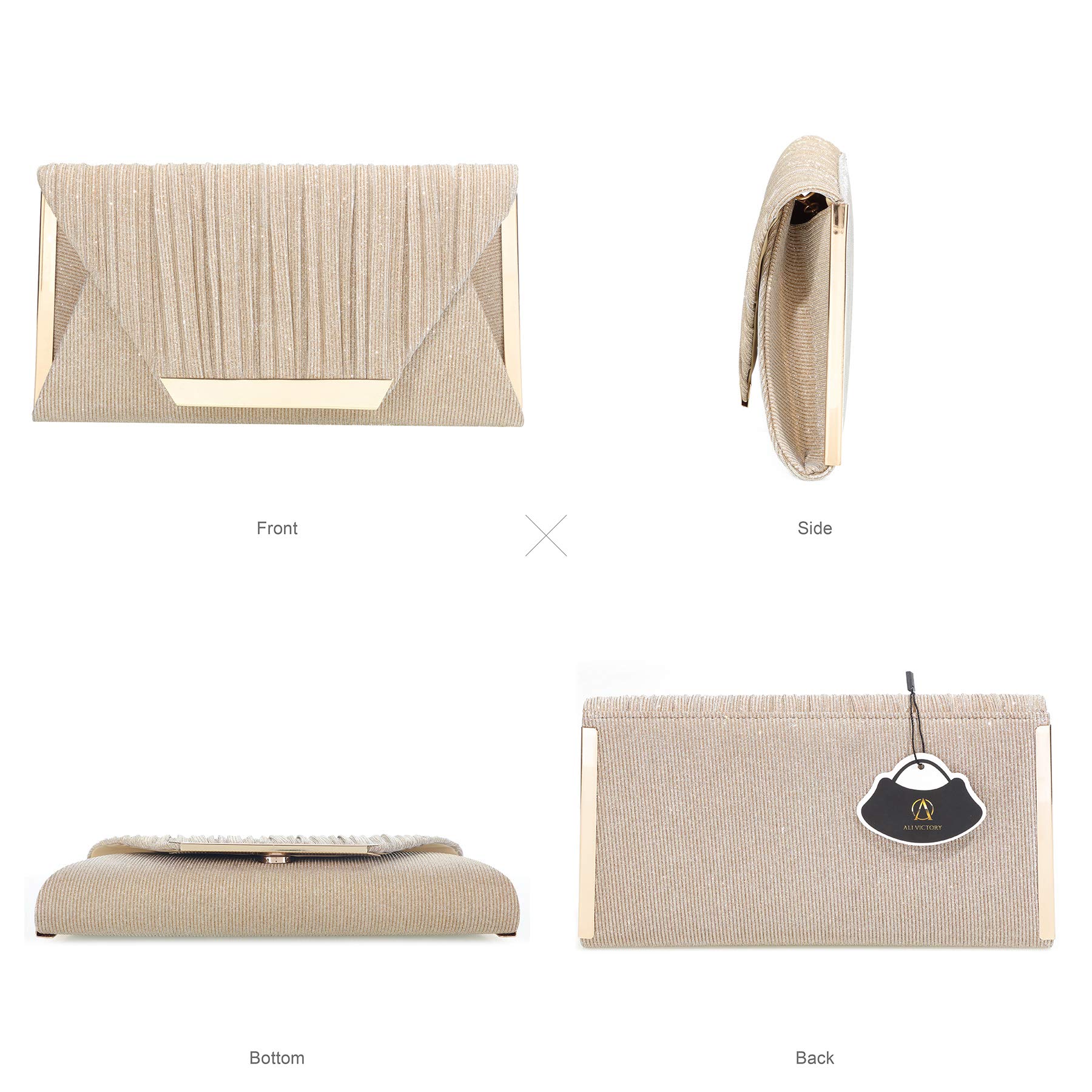Elegant Gold and Silver Evening Bags for Women - Shining Clutch Purse for Ladies, Girls Night Out, Party, Wedding & Work Events