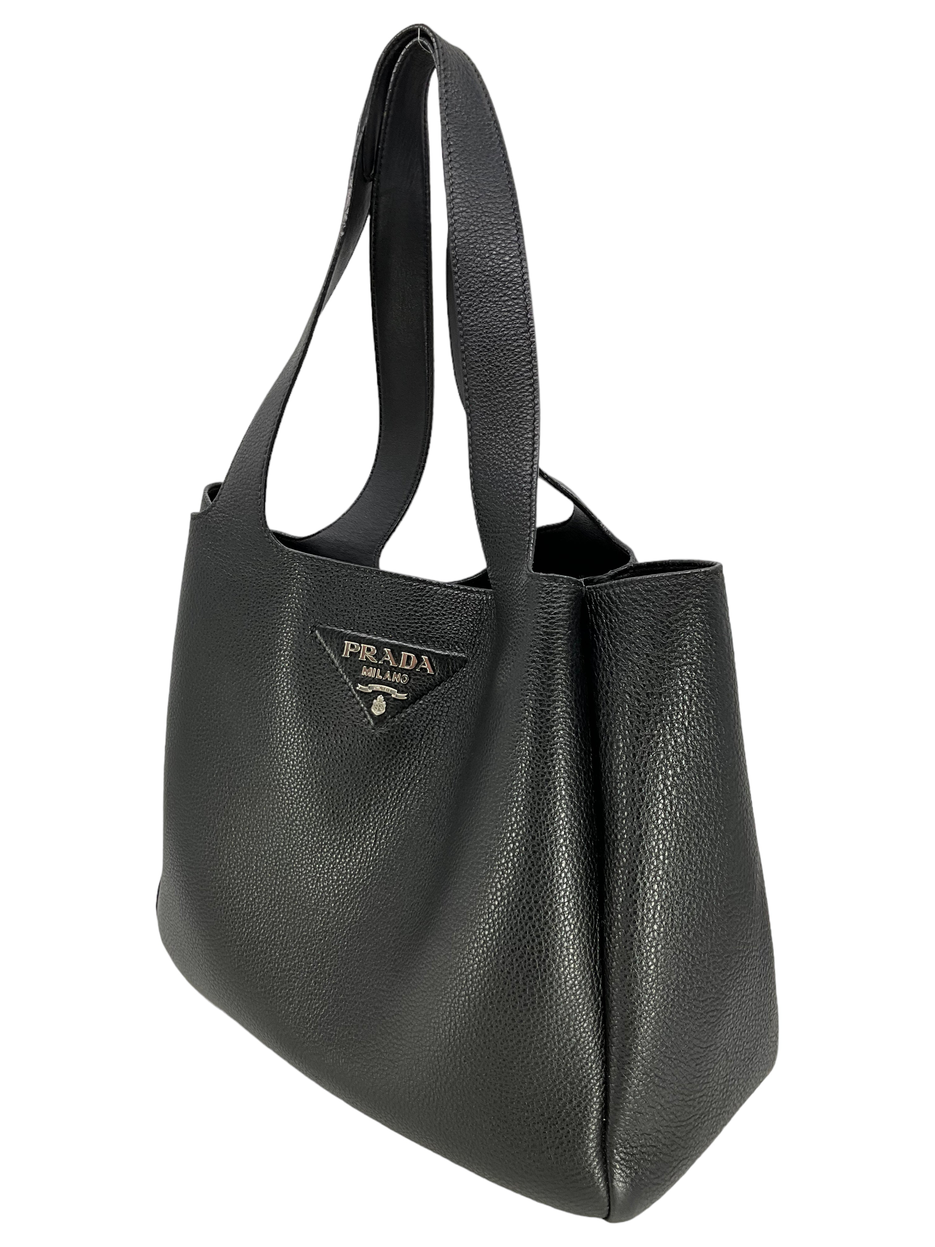 PRADA Vitello Daino Soft Medium Dynamique Tote Bag - Luxury Leather Handbag for Women | Perfect for Work, Travel & Everyday Use