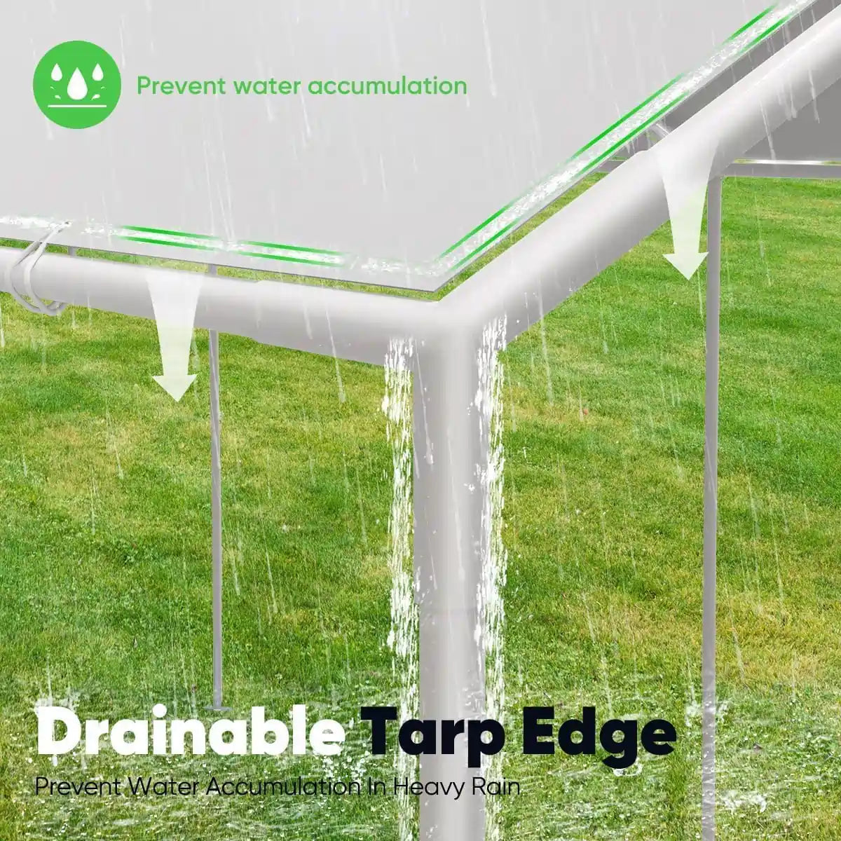 20' x 10' Portable Car Canopy Tent - Waterproof UV Protection Outdoor Shelter for Vehicles, Parties, Camping & Backyard Use