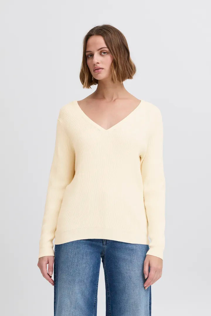 Olivia Rib Jumper Sweater for Women - Soft Knit Pullover in Birch Color | Perfect for Fall, Winter & Casual Outfits