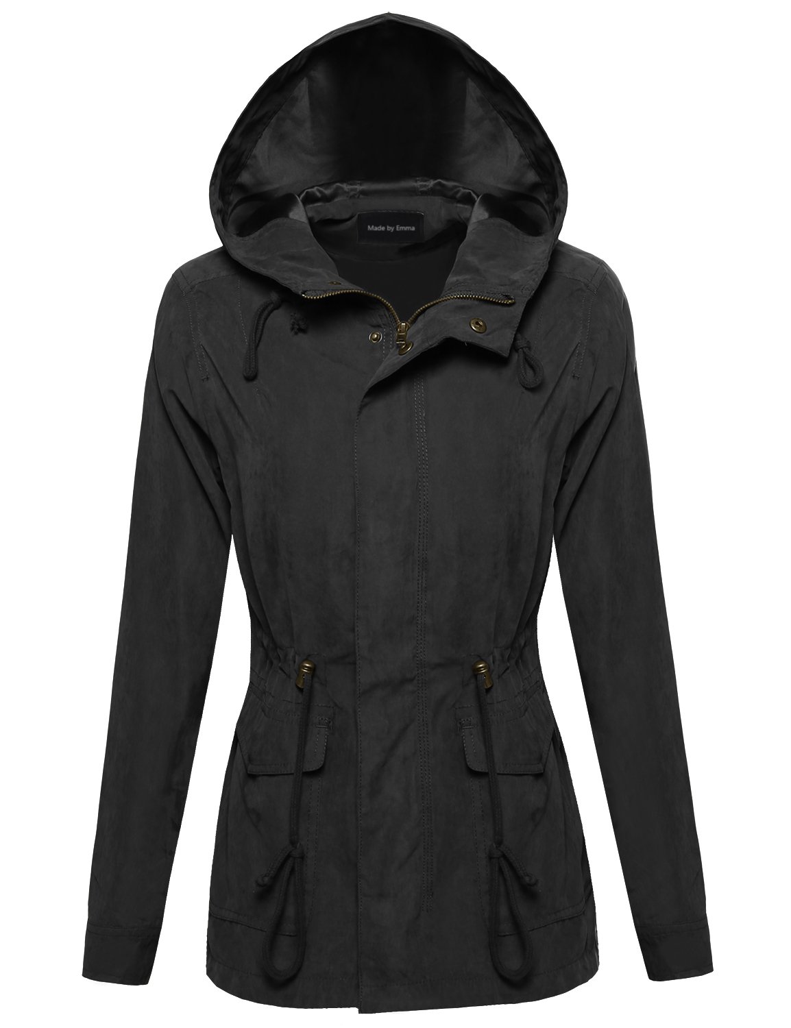 Women's Military Style Zip-Up & Button Closure Hooded Jacket - Perfect for Outdoor Adventures & Casual Wear