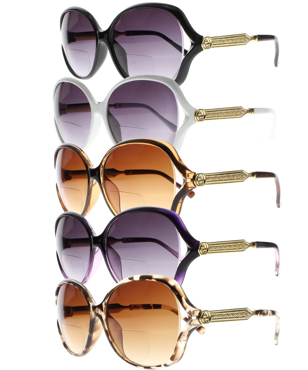 Bifocal Sunglasses for Men & Women - UV400 Protection, Tinted Reading Glasses with Gold Metal Arms - Perfect for Outdoor Reading, Driving, and Sun Protection