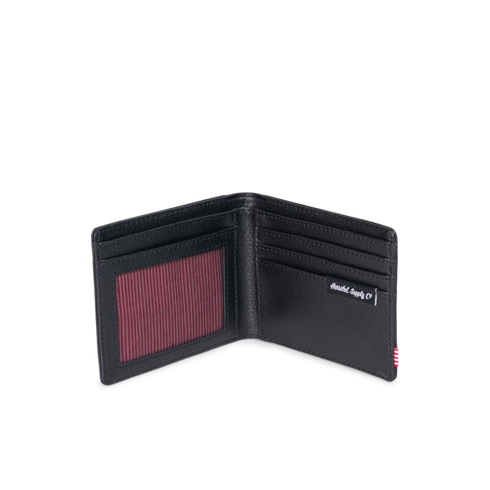 Herschel Hank Wallet - Black Pebbled Leather RFID Blocking Bifold Wallet for Men | Slim Minimalist Design for Everyday Carry & Travel