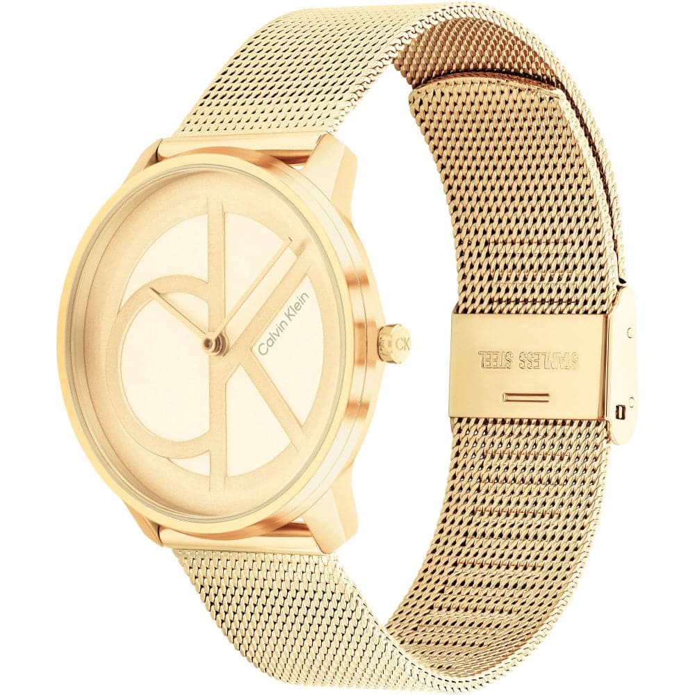 Calvin Klein Women's Watch 25200034 - Iconic Gold Dial & Milanese Strap | Perfect for Office, Date Night & Formal Events