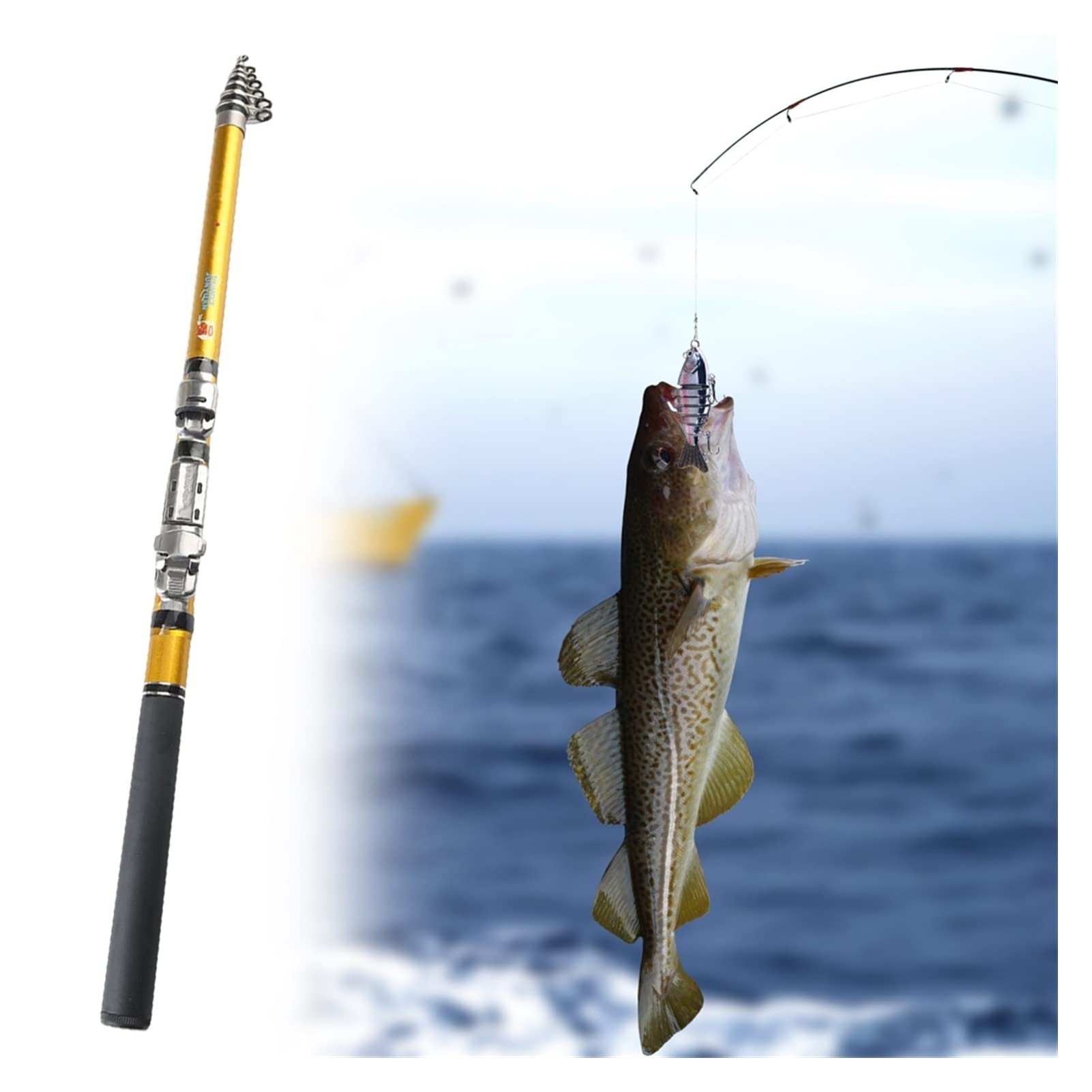 Carbon Fiber Telescopic Fishing Rod 1.5-3m Portable for Sea & Rock Fishing - Travel & Outdoor Use
