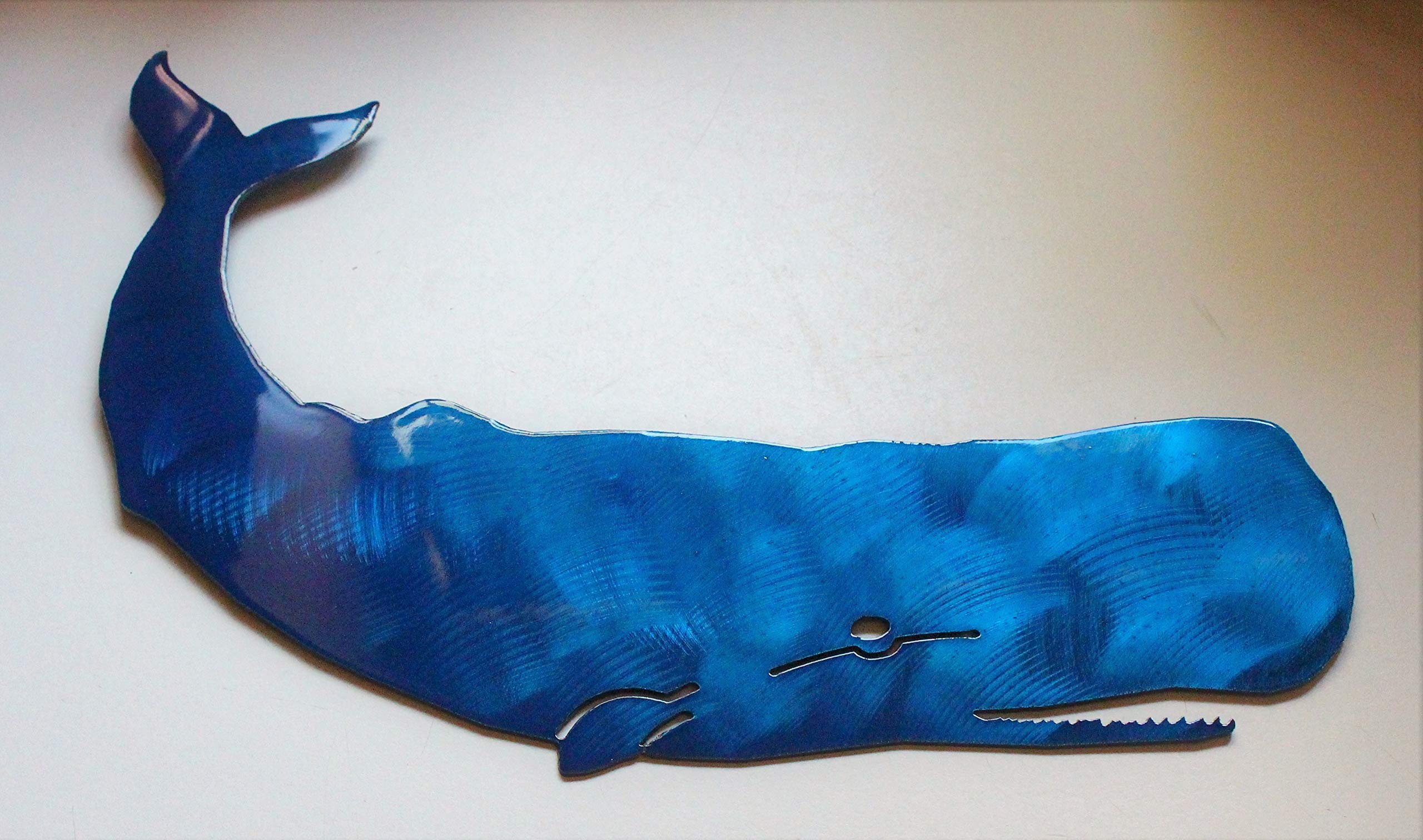 Whale Metal Wall Art - 13 Inch Handmade Ocean Themed Home Decor for Living Room, Bedroom & Office