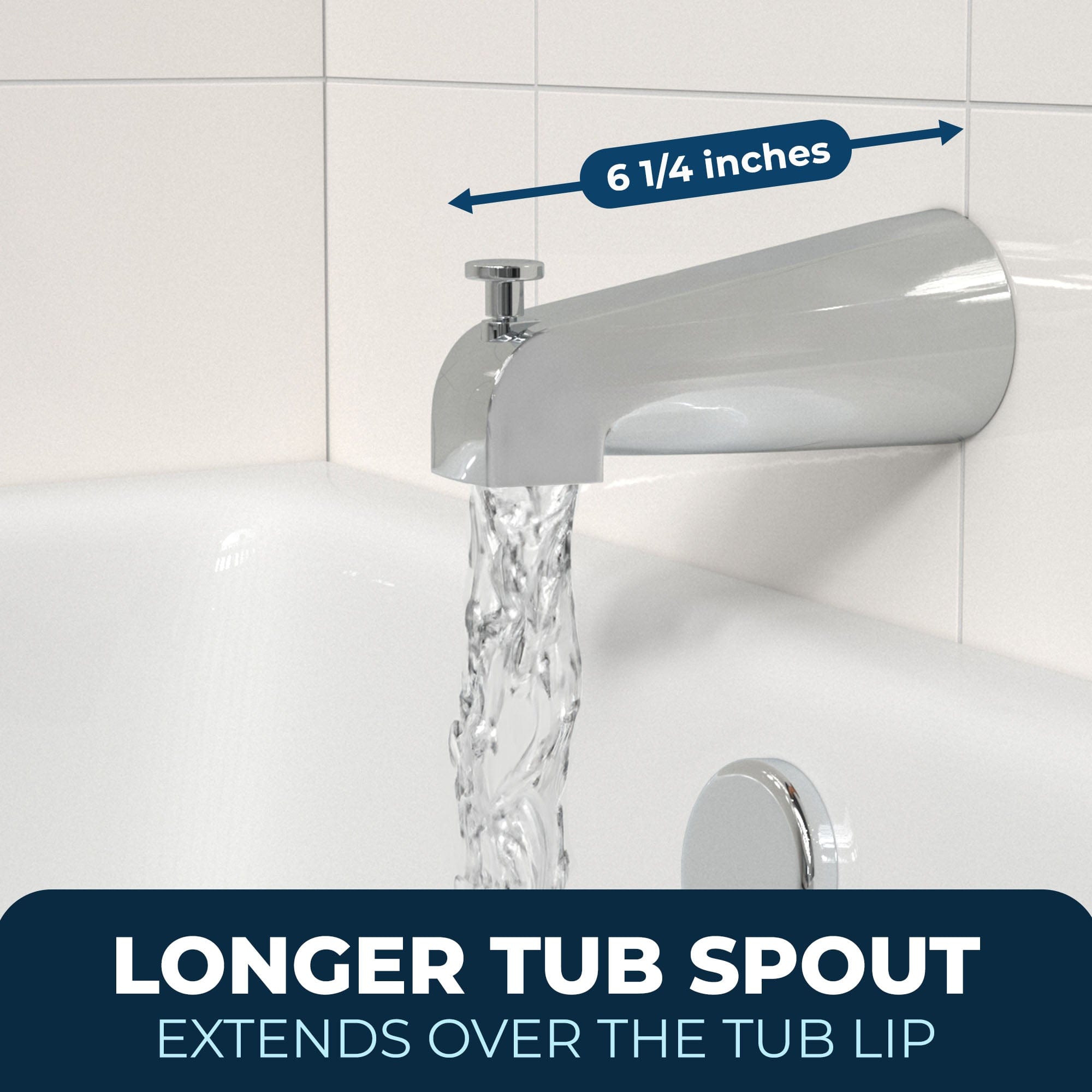 All Metal Tub Spout with Built-In Diverter - Premium Bathroom Faucet for Bathtub - Perfect for Home Renovation & Bathroom Upgrades