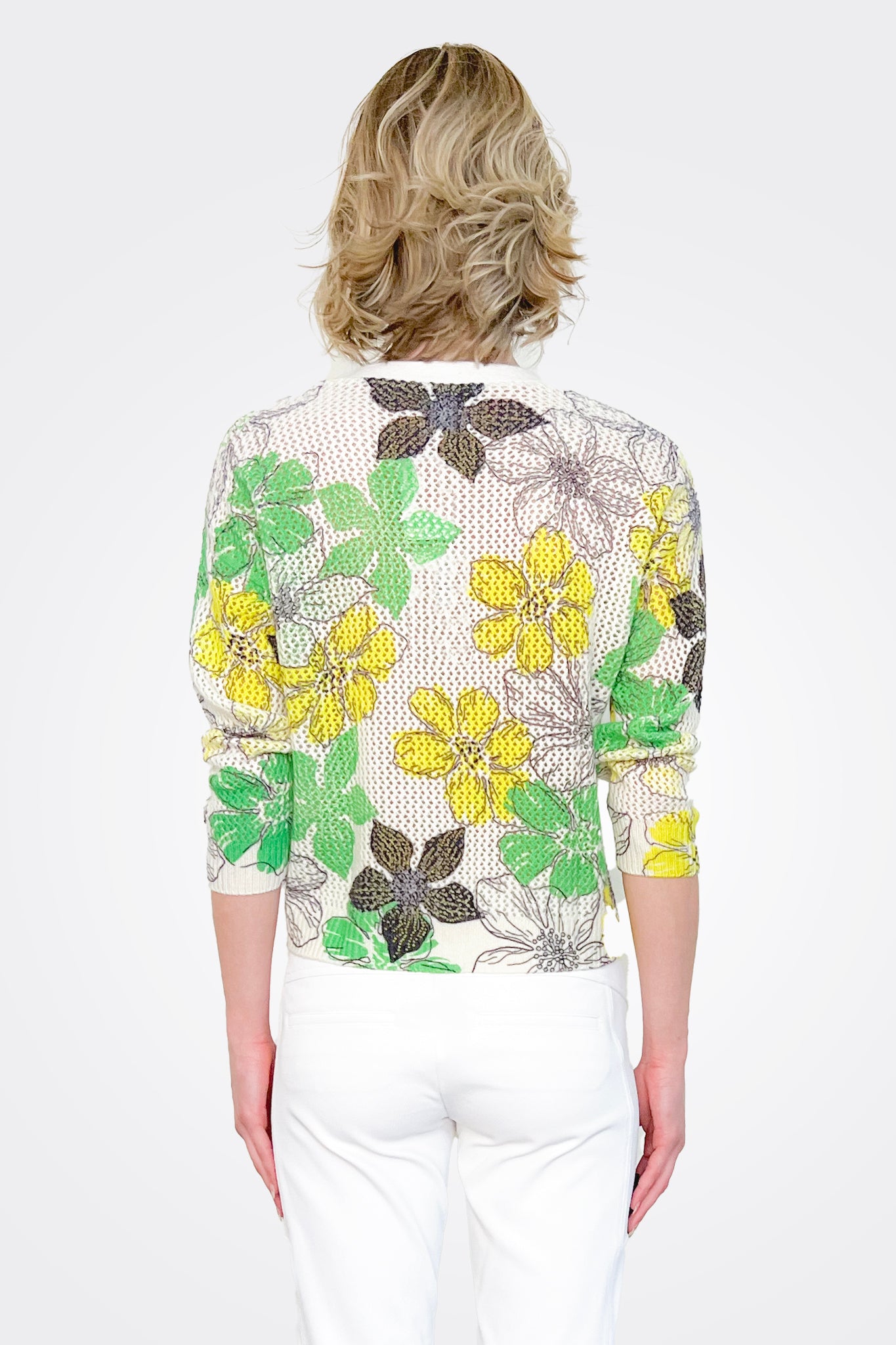 Floral Mesh Cardigan for Women - Lightweight Open Front Cardigan with Chalk Color Combo - Perfect for Spring & Summer Outfits, Beach Cover-Ups, and Casual Wear