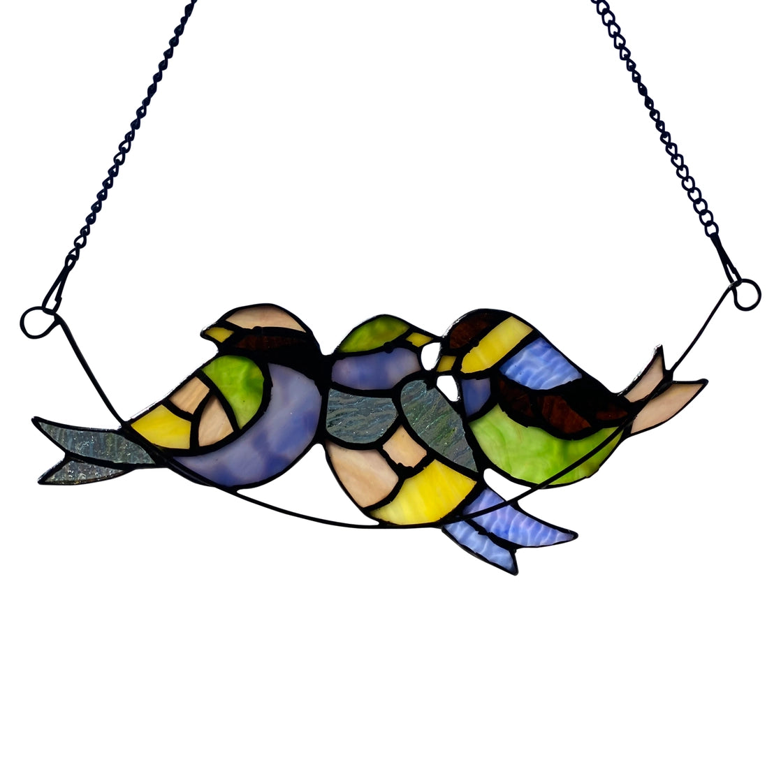 Stained Glass Three Birds Window Decor - Handmade Art Panel for Home, Church & Wedding Decorations - Perfect for Sun Catchers, Gifts & Wall Hangings