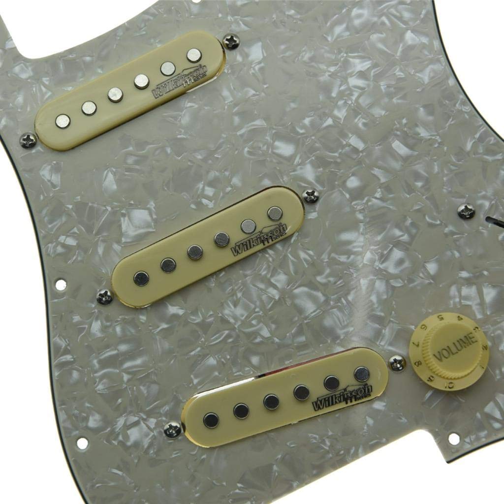 KAISH Aged Pearl Prewired Electric Guitar Pickguard with Wilkinson Pickups - Compatible with USA/Mexico Fender Stratocaster - Perfect for Vintage Tone Upgrade & Stage Performance
