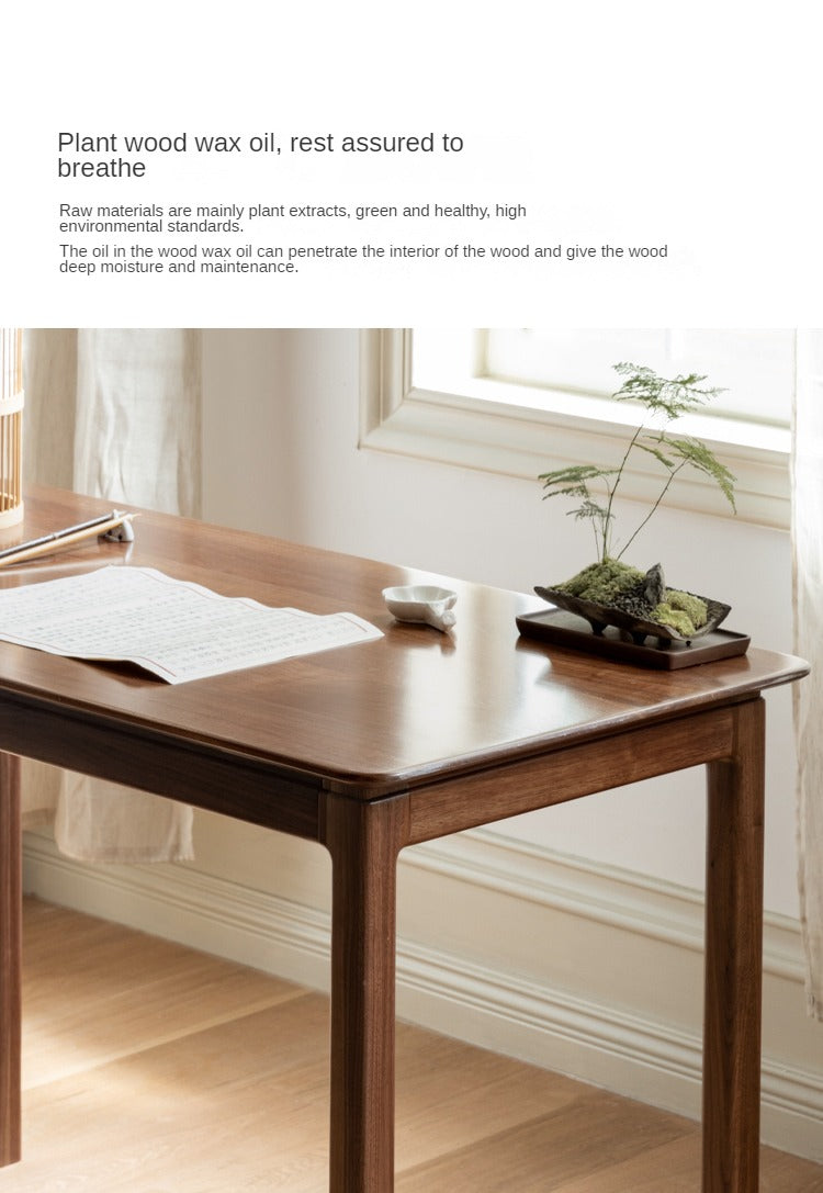 Premium Black Walnut Solid Wood Writing Desk - Handcrafted Home Office Desk for Study & Work - Elegant Modern Design for Professionals & Students