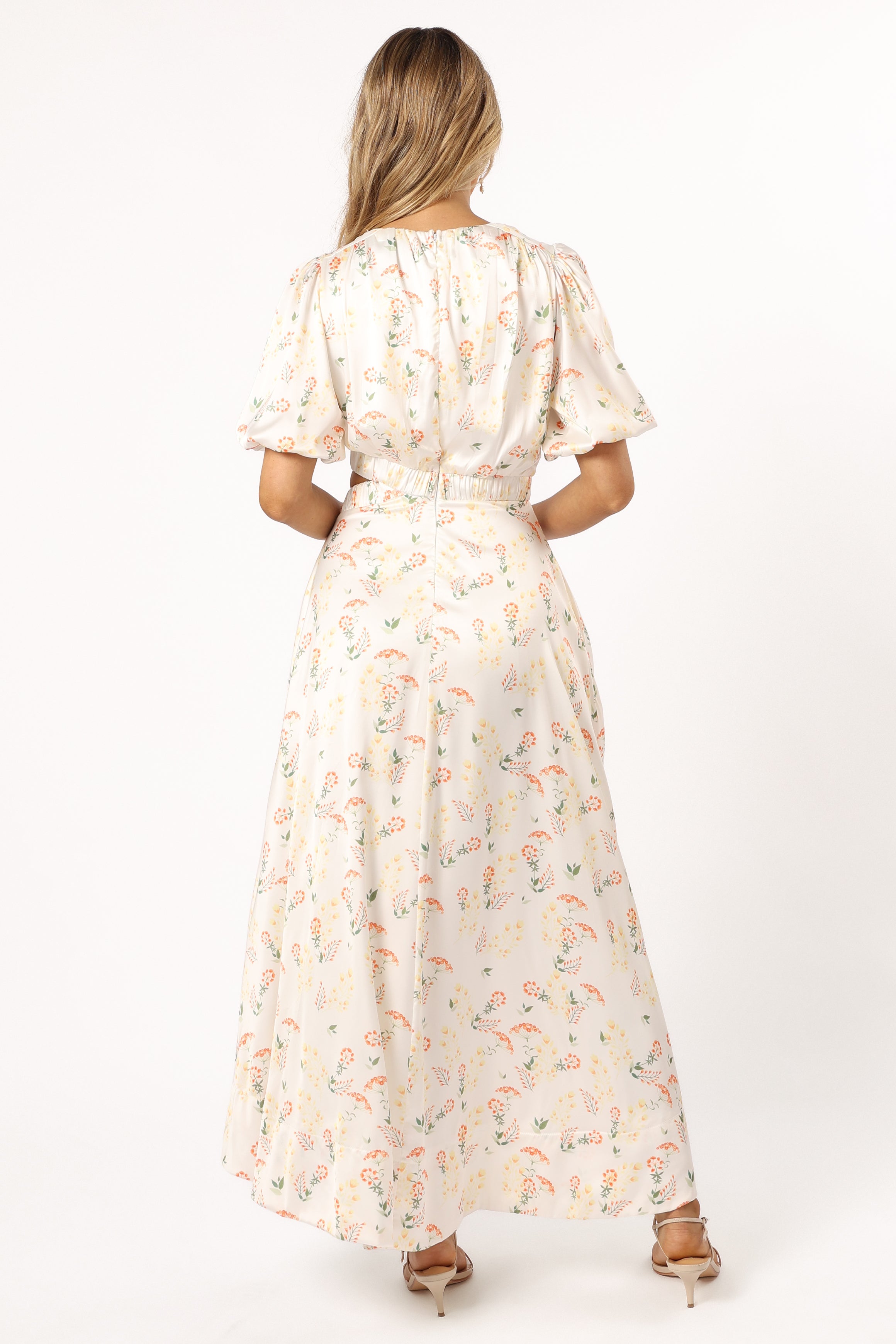 Aminah Women's Puff Sleeve Floral Dress in Yellow - Elegant Summer Casual Dress for Parties, Weddings & Date Nights