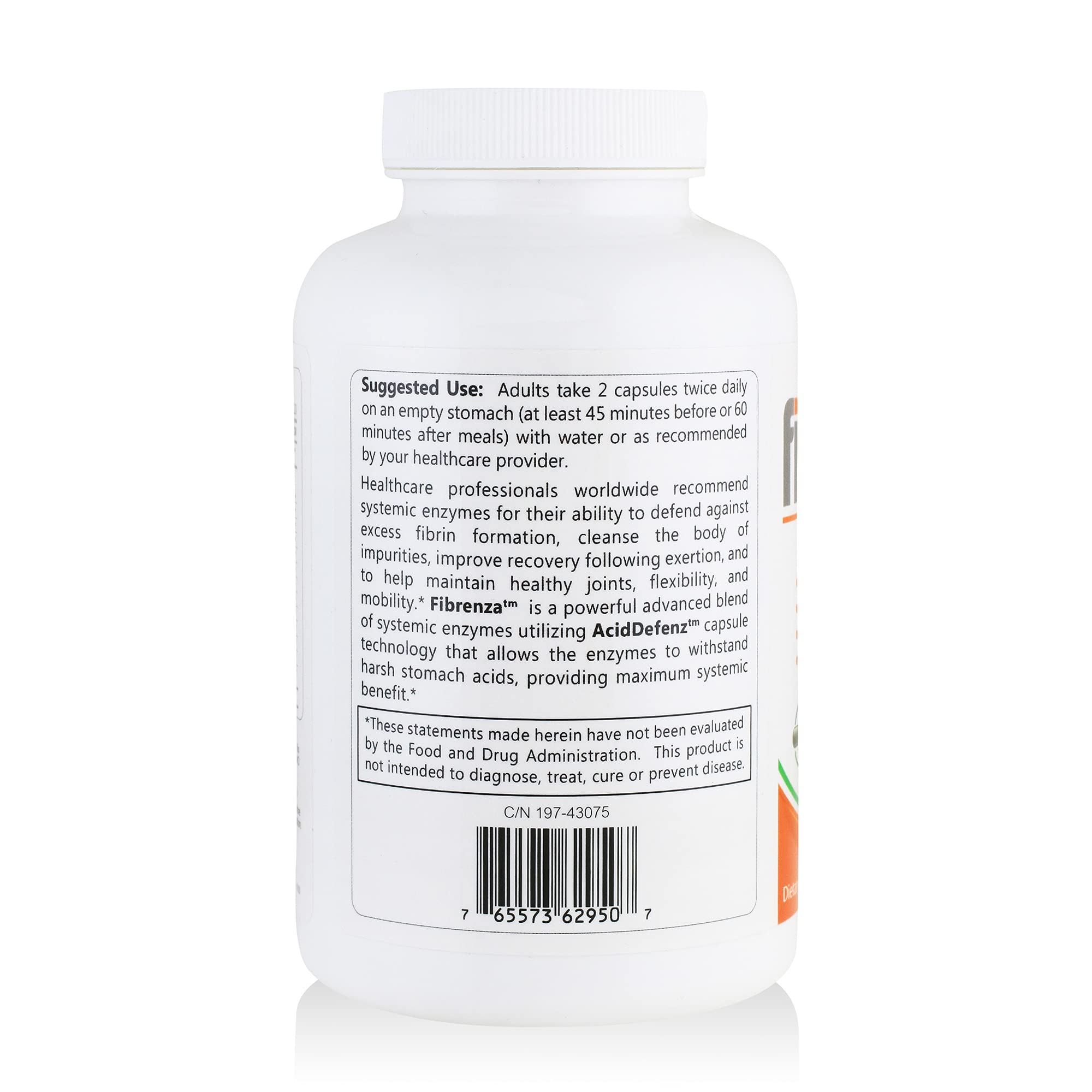 Fibrenza - Systemic Enzyme Complex with Fibrinolytic & Proteolytic Enzymes - Dietary Supplement for Immune Support & Circulation - 240 Capsules - Supports Post-Workout Recovery & Healthy Digestion