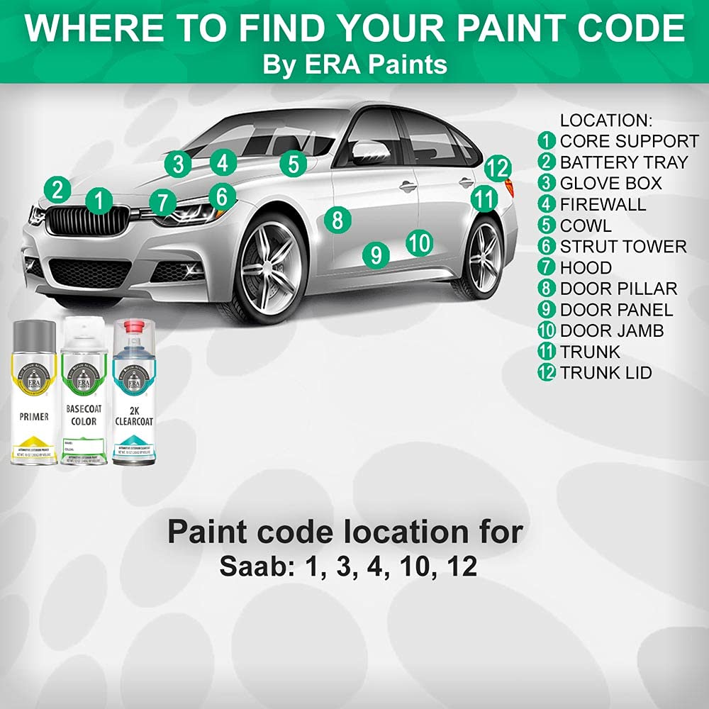 ERA Paints 289 - Espresso Black Metallic Touch Up Paint for SAAB Vehicles | Exact Color Match Automotive Paint Pro Kit | Perfect for Scratches, Chips & Minor Repairs