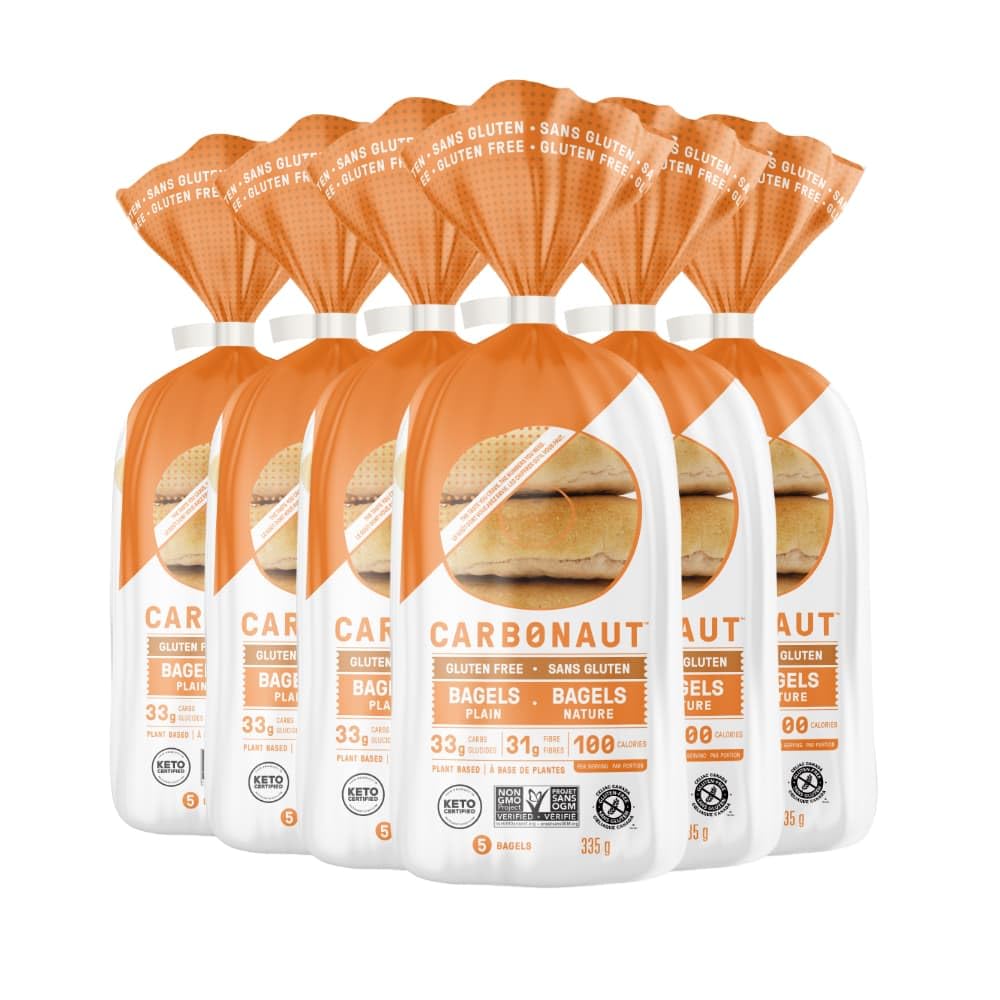 Carbonaut Gluten Free Low Carb Keto Bagels - 6 Pack (Plain) | Keto-Certified, Non-GMO, Vegan | Perfect for Breakfast, Snacks & Ketogenic Diet