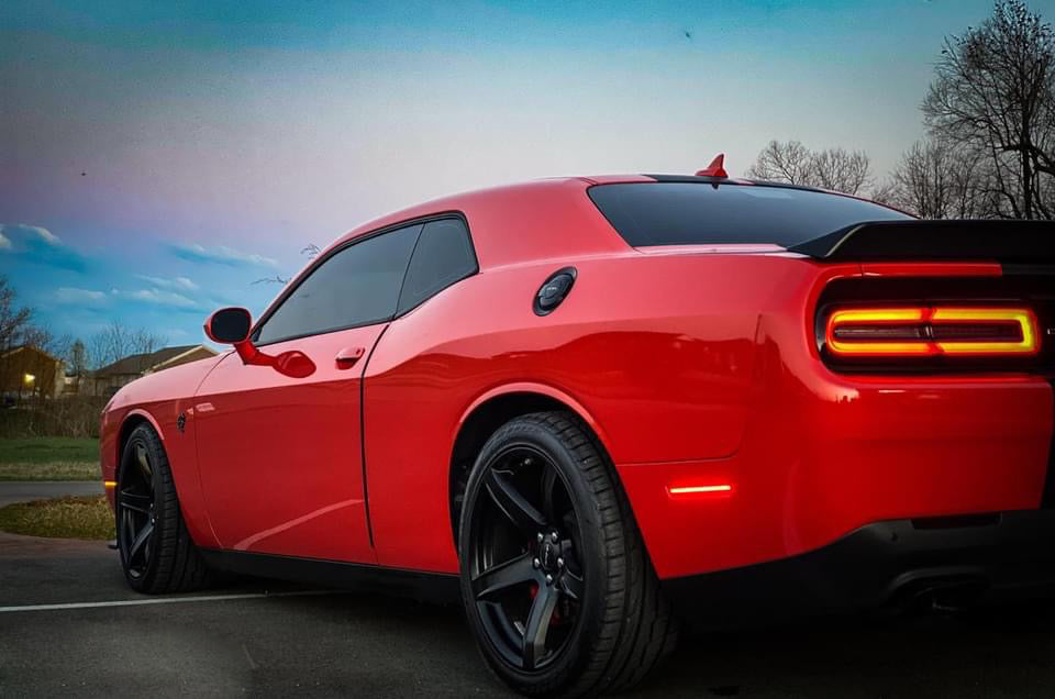 Clear Lens Front Amber Rear Red LED Side Marker Lights for 2015-2024 Dodge Challenger - Enhanced Visibility & Style for Night Driving & Custom Car Upgrades