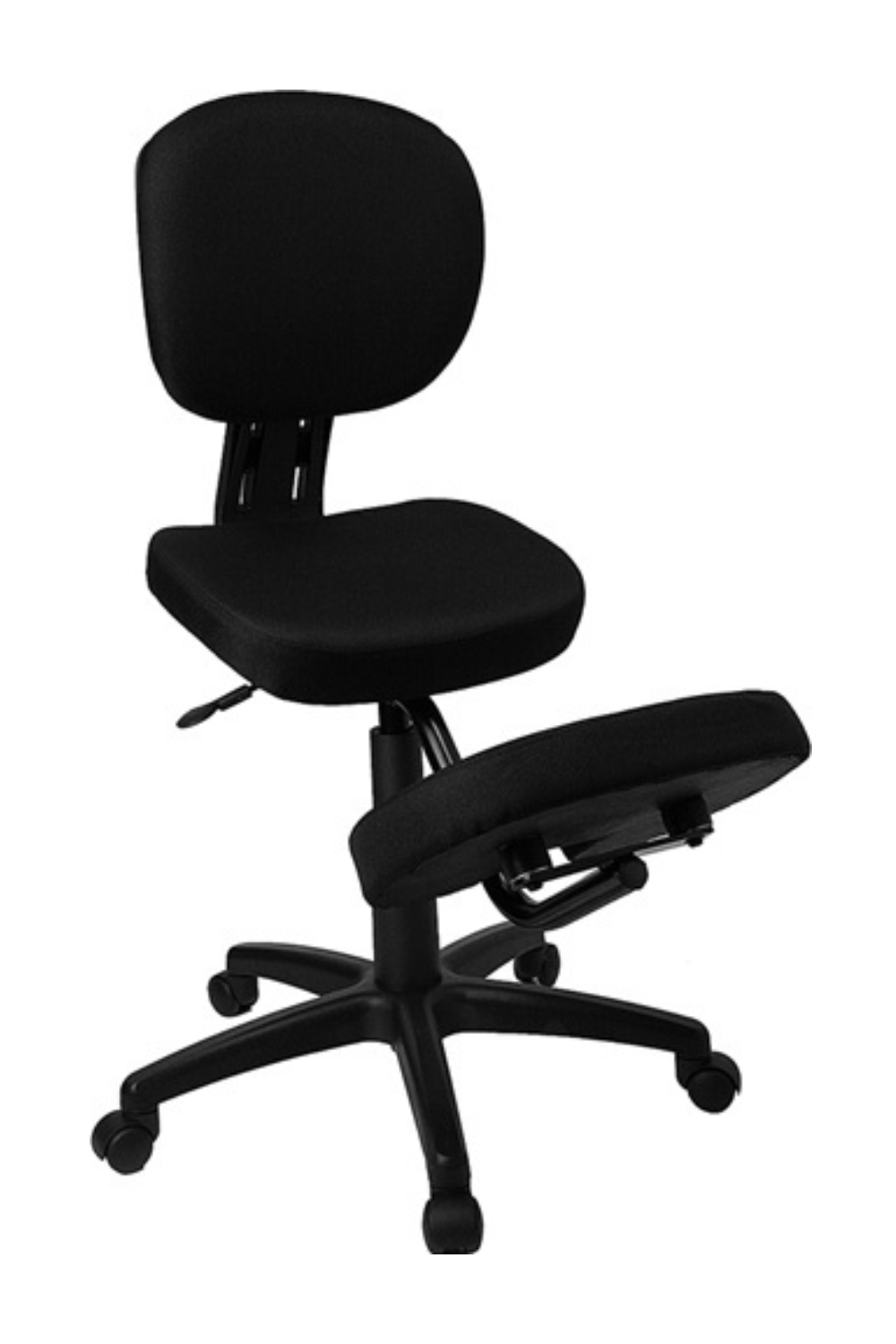 Ergonomic Kneeling Posture Office Chair with Back Support - Black Fabric Task Chair for Home & Workspace - Perfect for Long Hours of Sitting, Computer Work, and Back Pain Relief