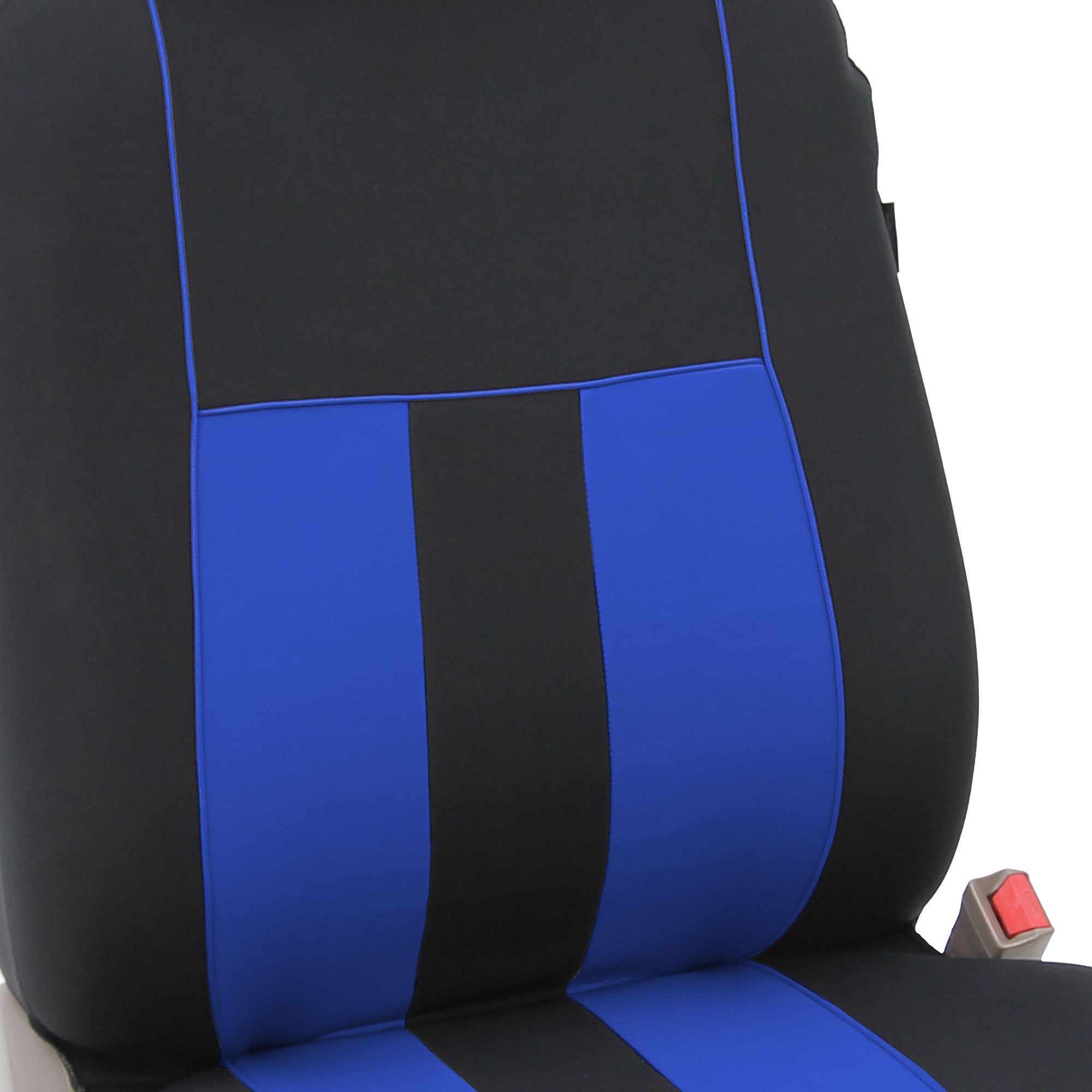 Premium FH Group Striped Blue Car Seat Covers Full Set - Universal Fit for Cars, Trucks & SUVs | Airbag Compatible & Split Rear Design | Durable Interior Accessories for Commuting, Road Trips & Family Protection