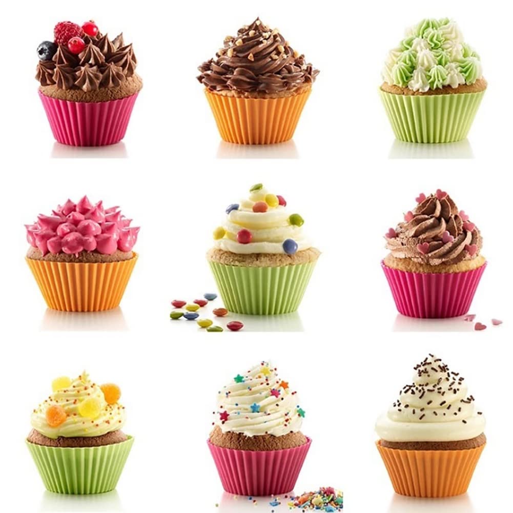 6PCS Reusable Silicone Cupcake Molds & Muffin Liners - Dishwasher Safe Baking Cases for Perfect Cupcakes, Muffins & Desserts - Ideal for Home Baking, Parties & Holiday Treats