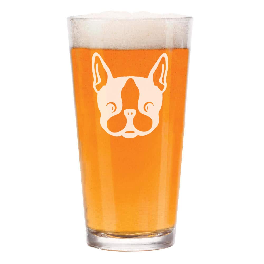 16 oz Beer Pint Glass with Boston Terrier Puppy Design - Perfect for Home Bars, Parties, and Gifts for Dog Lovers