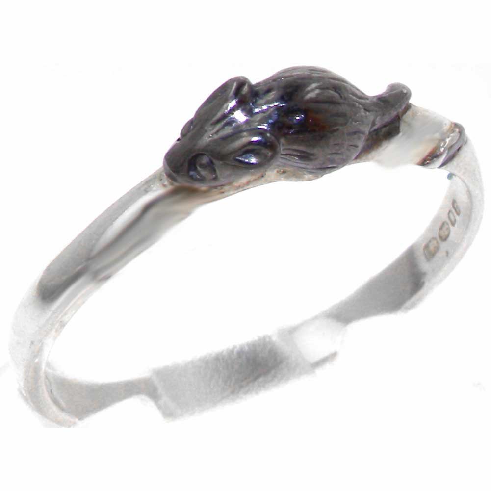 Black Rhodium Sterling Silver Mouse Ring with Tail for Women - Sizes 4-12 | Unique Animal Jewelry for Everyday Wear, Gifts & Special Occasions