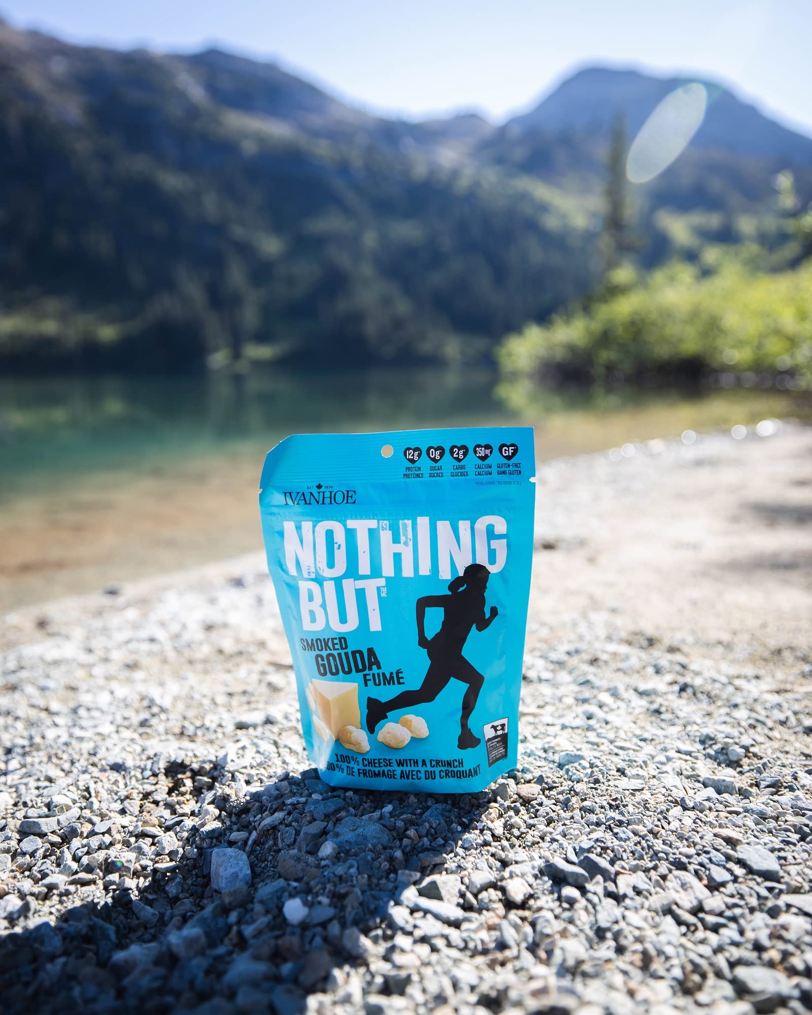 Ivanhoe Nothing But Cheese 100% Canadian Puffed High Protein Cheese Snacks - Smoked Gouda Flavor, 60g | Keto-Friendly, Low Carb Snack for Office, Gym & Road Trips