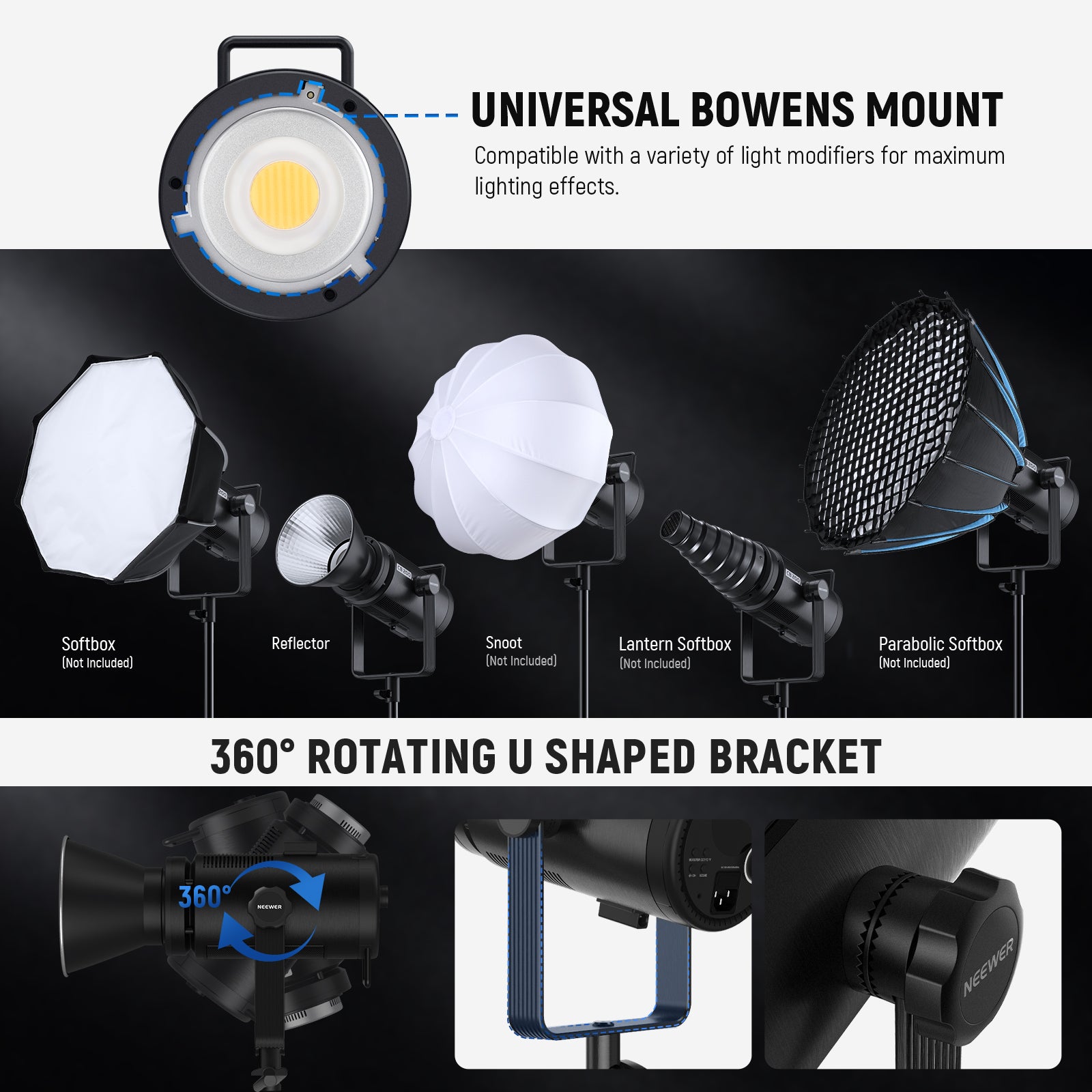NEEWER CB200B 210W Bi-Color LED Video Light for Photography, Videography, YouTube Studio & Live Streaming - Dimmable Continuous Lighting with High CRI