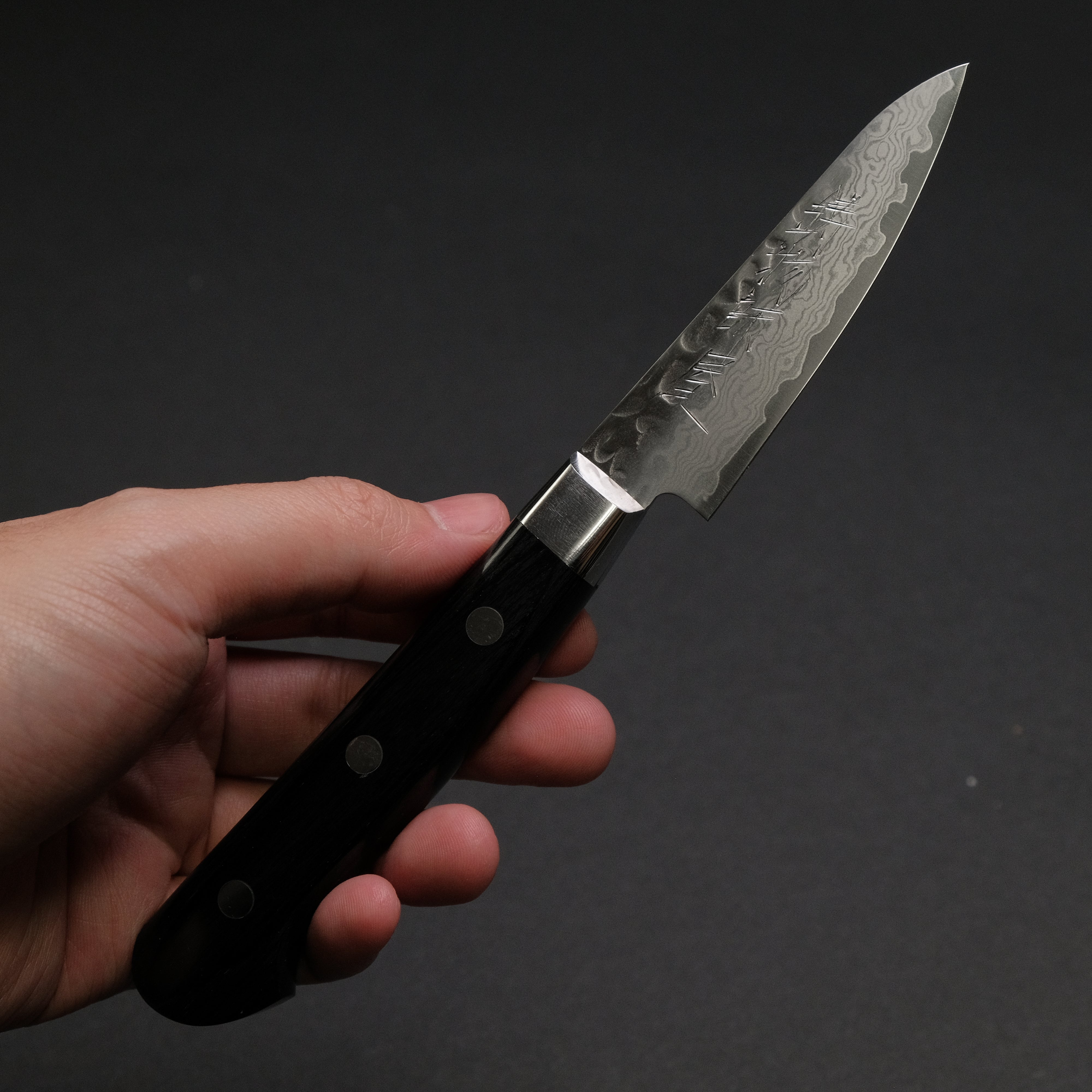 Hitohira Imojiya ST Tsuchime Damascus Paring Knife with Pakka Wood Handle - Premium Japanese Kitchen Knife for Peeling, Slicing & Precision Cutting - Perfect for Fruits, Vegetables & Garnishing