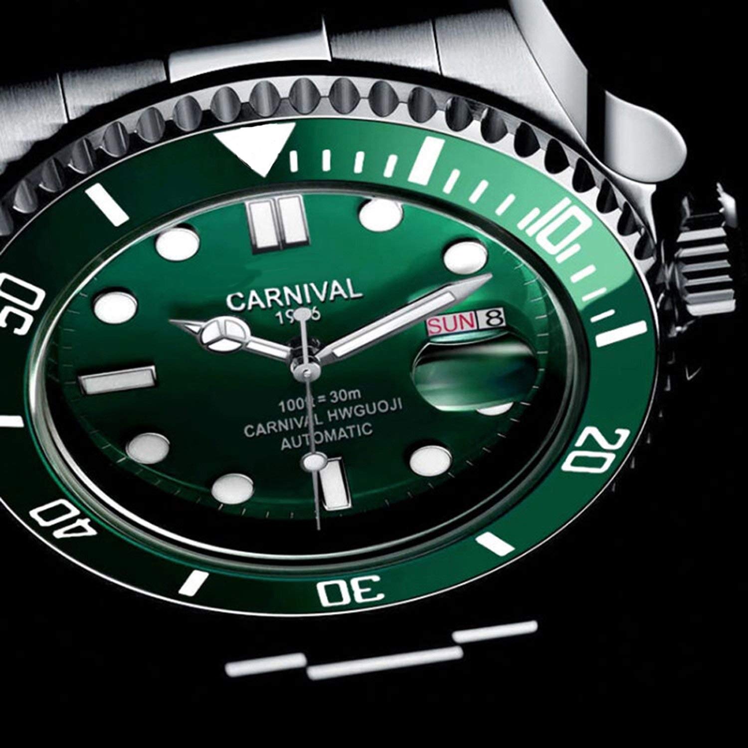 Carlien Men's Luxury Automatic GMT Diving Watch - Stainless Steel, Sapphire Glass, Luminous - Business, Sport & Outdoor Activities