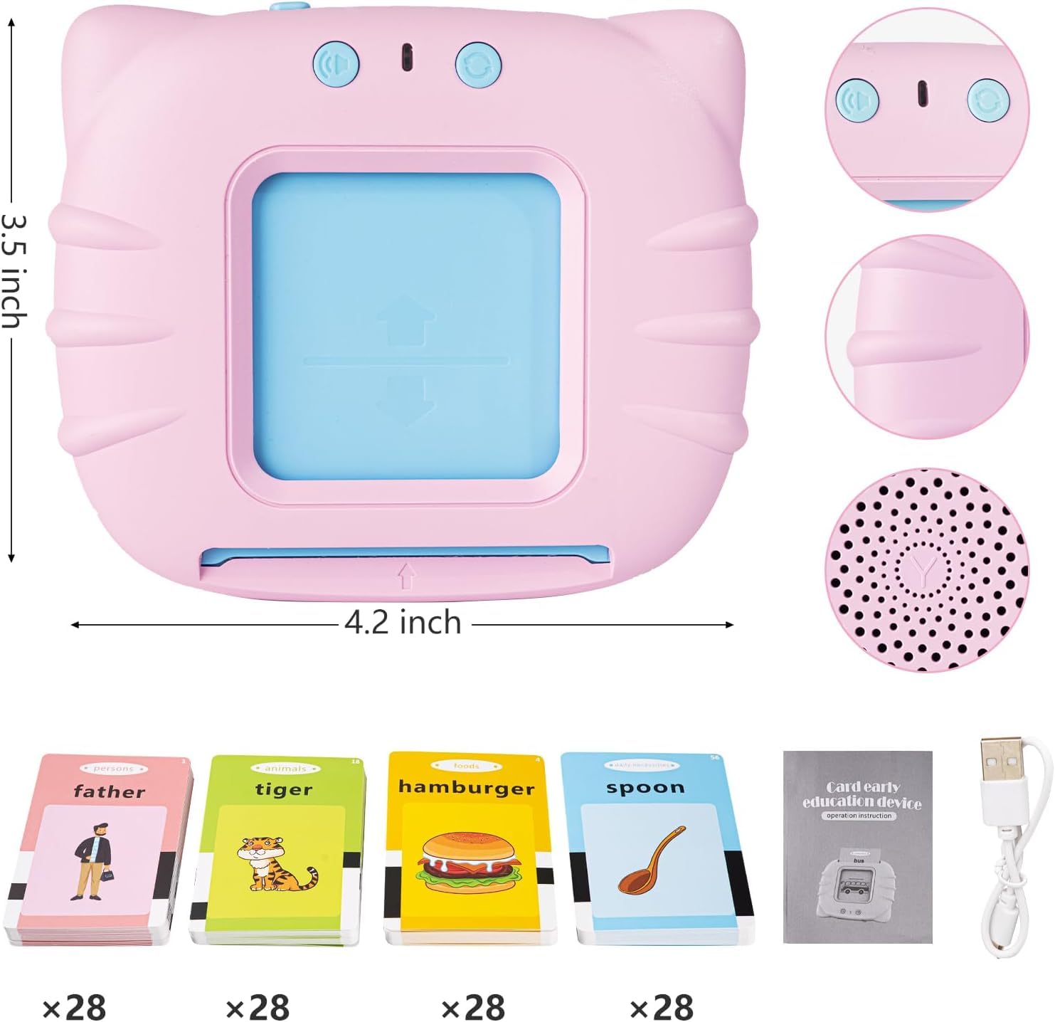 Talking Flash Cards for Toddlers 3-6 Years - 224 Sight Words Learning Toys for Speech Therapy & Autism - Perfect Birthday Gift for Boys & Girls - Ideal for Home & Classroom Learning