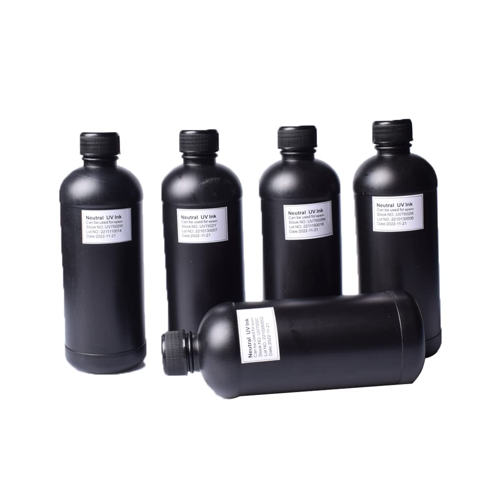 UV DTF Ink for UV DTF Printers - CMYKWV 5x500ML + 500ML Varnish (6 Bottles) - High-Quality AB Film Printing for Stickers, Labels & Decals - Perfect for DIY Crafts, Custom Apparel & Promotional Products