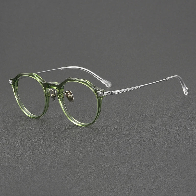Black Titanium Acetate Full Rim Round Eyeglasses for Women - Lightweight & Durable Flat Top Frame (42402) | Perfect for Reading, Work & Everyday Fashion Accessory