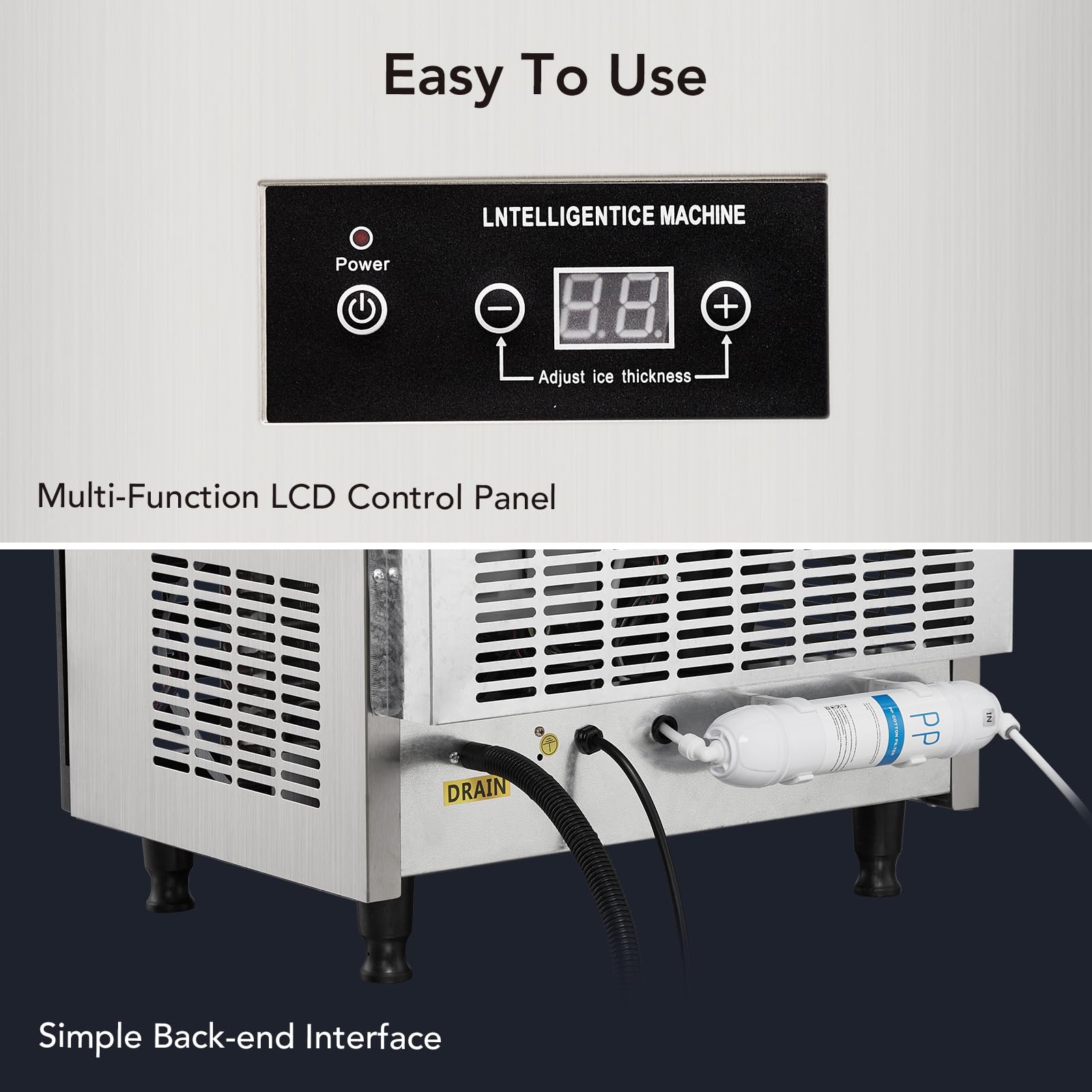 Commercial Ice Maker 110LBS/24H, Under Counter Ice Machine with 30LBS Storage Bin - 40 Cubes per Cycle, Self-Cleaning, Freestanding Ice Maker for Home, Bar, Coffee Shop, Restaurant & Office Use - Perfect for Cocktails, Beverages & Food Display