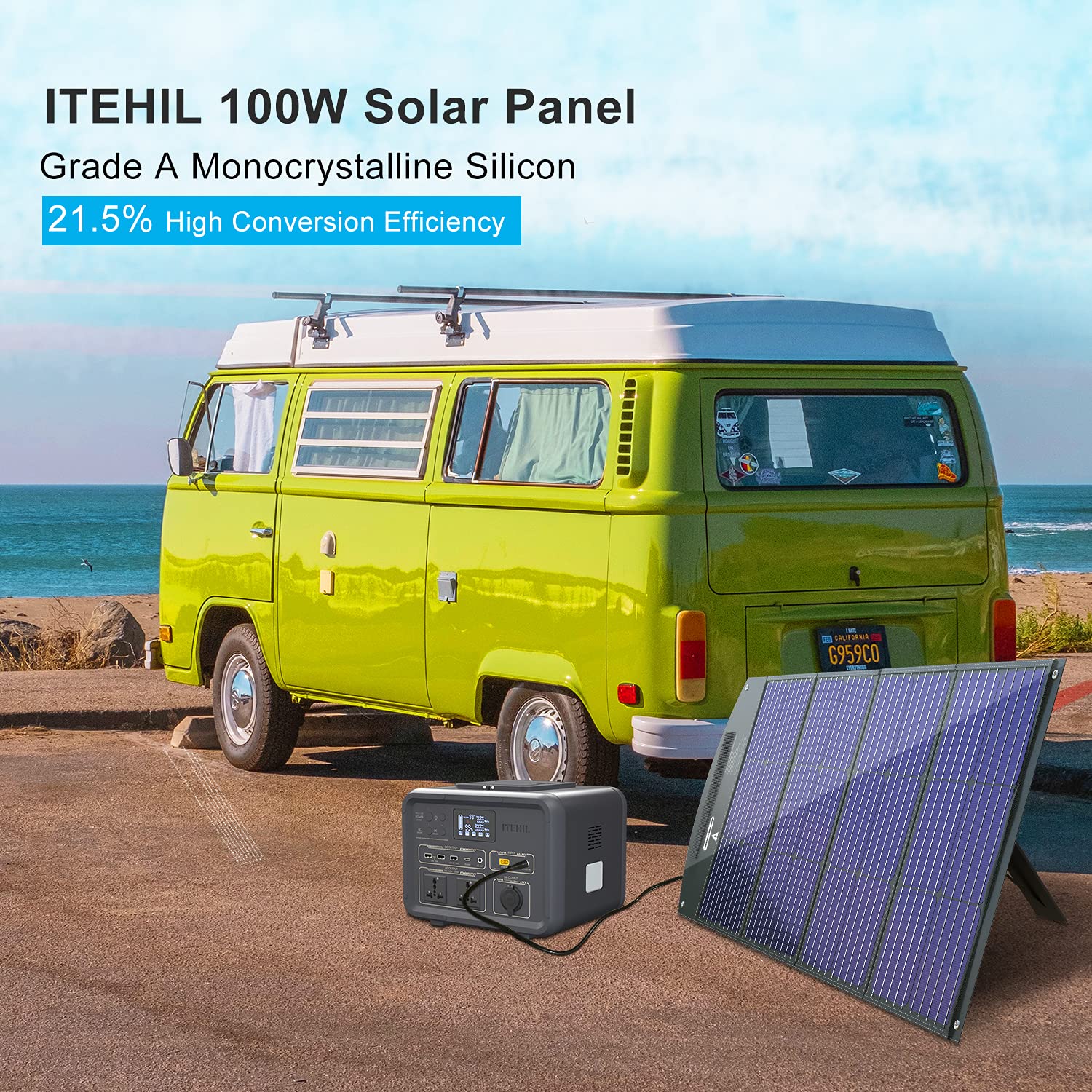 100W 18V Monocrystalline Solar Panel Kit - Portable High Efficiency Solar Charger with USB 3.0/USB 2.0/DC Output | Foldable Solar Power Backup for Home, Camping, RV, Boating & Emergency Power Supply