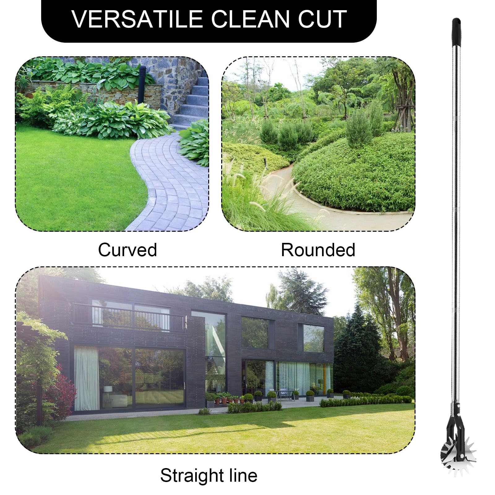 Longzhuo Rotary Wheel Lawn Edger - Manual Garden Edging Tool with Stainless Steel Handle for Perfect Lawn Borders - Ideal for Yard Maintenance, Landscaping & DIY Garden Projects