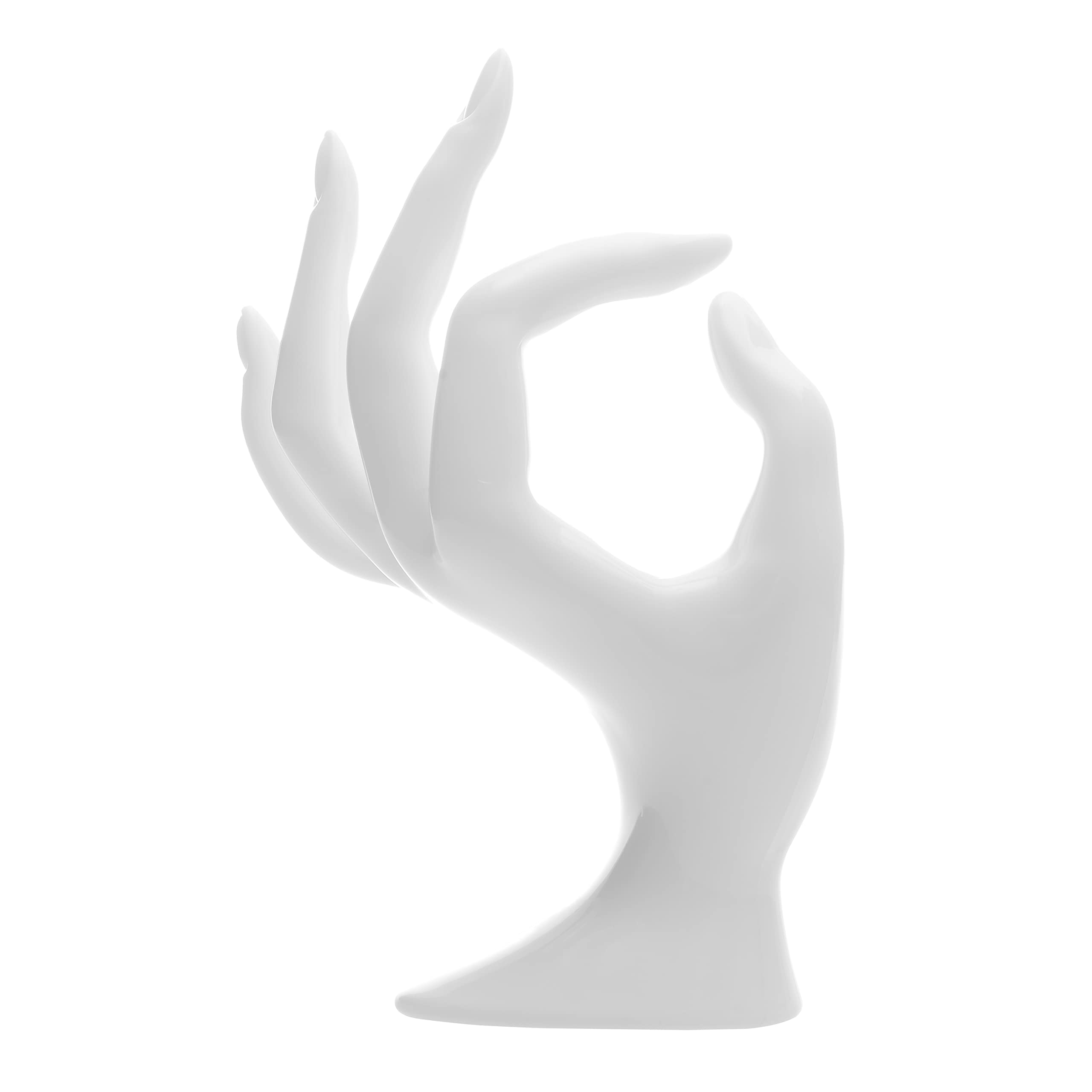 Y2K Pink Hand-Shaped Ring Holder - Elegant Jewelry Organizer for Women & Girls - Preppy Room Decor & Aesthetic Gift Idea - Perfect for Dressing Tables, Vanity Displays & Bedroom Decor (White)
