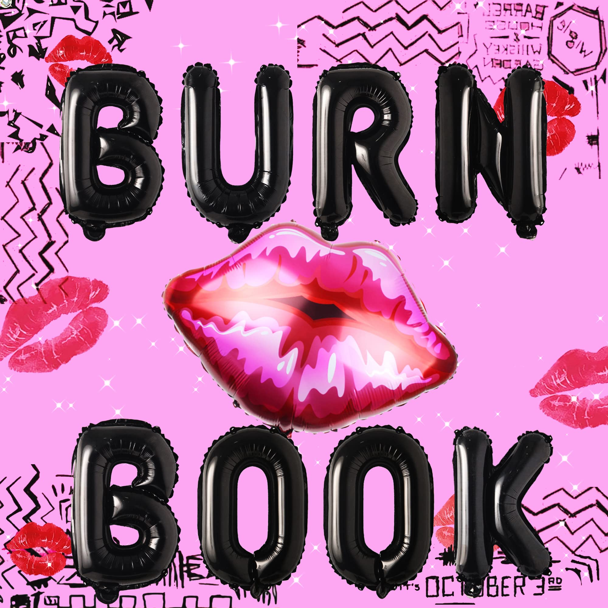 17 PCS Burn Book Party Decorations Set - Y2K Themed Teen Girls Birthday & Bachelorette Party Supplies - So Fetch Balloons & Decor - Perfect for Movie Nights, Sleepovers & Themed Celebrations