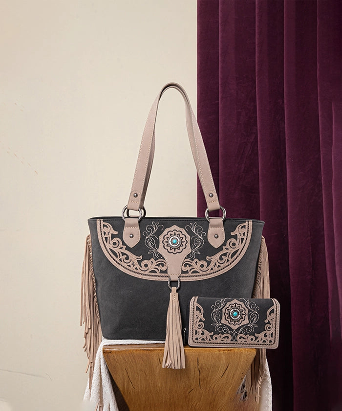 Montana West Cut Out Fringe Concealed Carry Tote Bag Set - Stylish & Functional Purse for Women, Perfect for Everyday Use, Travel, and Concealed Carry