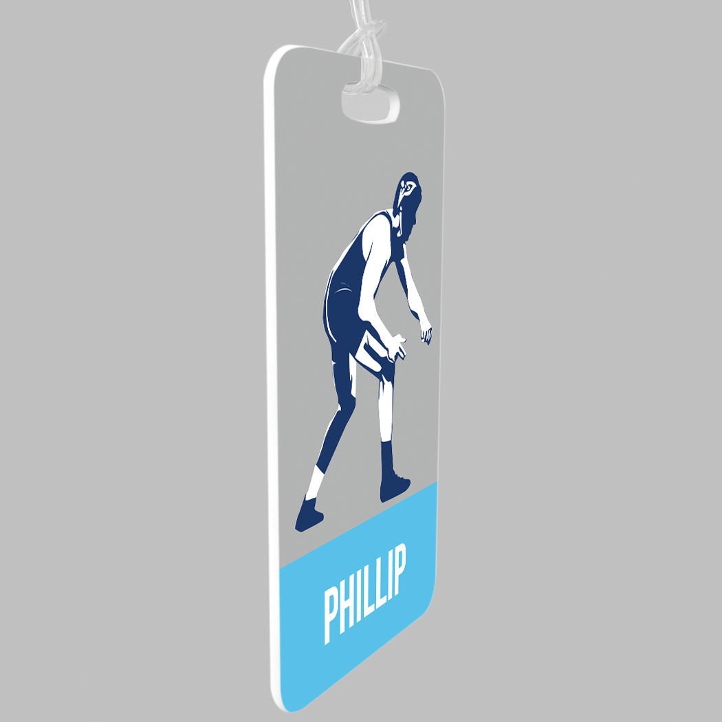 Personalized Wrestling Luggage Tag - Custom Wrestler Name & Design - Small Blue Bag Tag with Standard Lines - Perfect for Gym Bags, Travel Luggage & Sports Equipment Identification