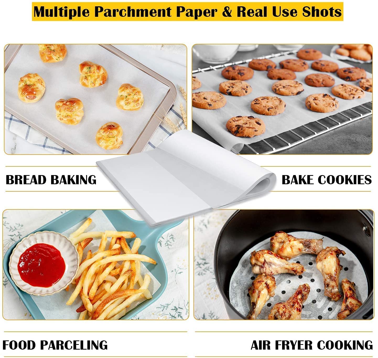 Cellebii Oil Absorbing Sheets - 50 Pack Multipurpose Kitchen Paper for Baking, Frying & Food Wrapping | Non-Stick Parchment, Greaseproof & Tracing Paper for Cooking, Crafts & DIY Projects