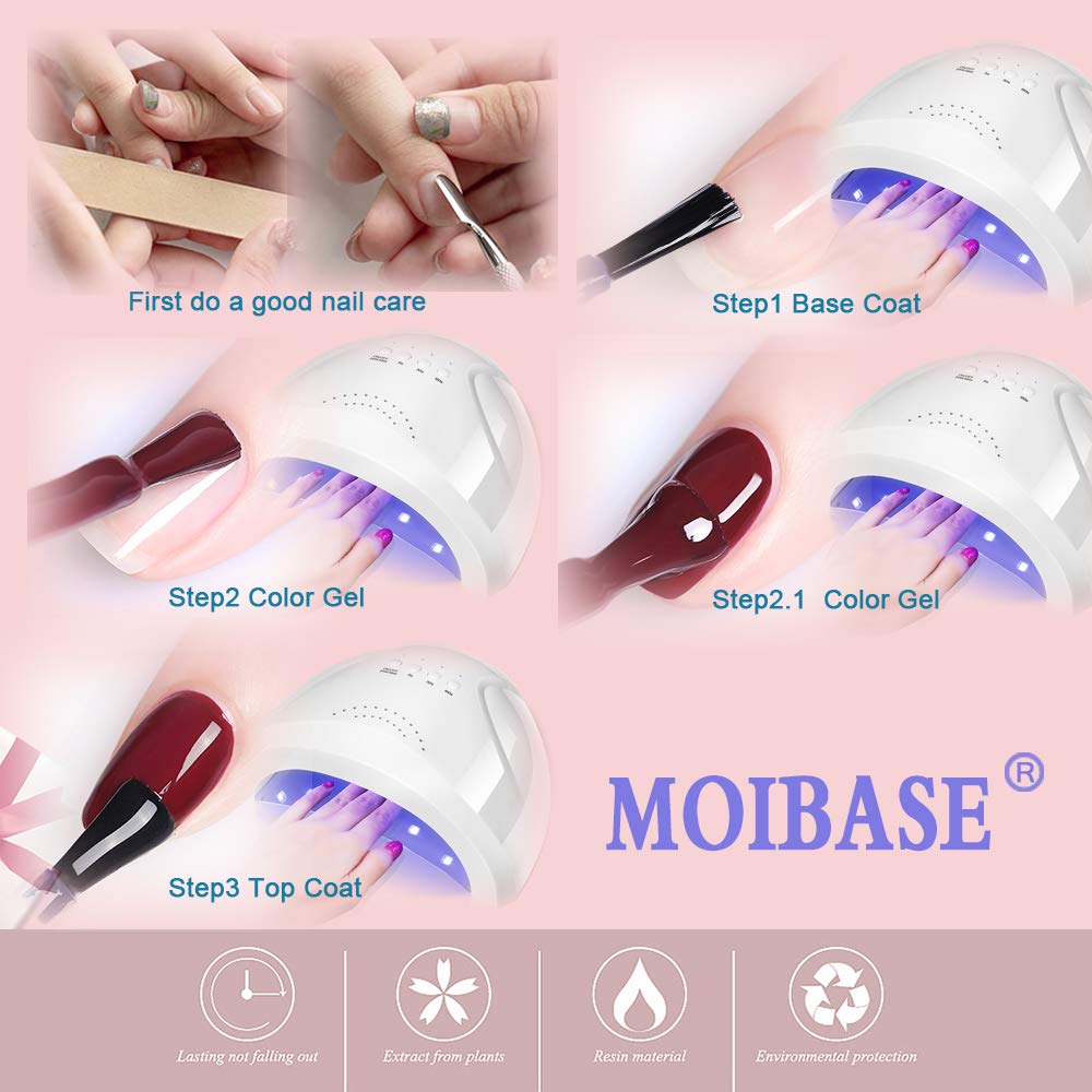 UV LED Gel Nail Polish Set - Base Coat & No Wipe Top Coat for Soak Off Manicure | DIY Starter Kit for Salon-Quality Nails at Home | Perfect for Daily Wear, Special Occasions & Nail Art