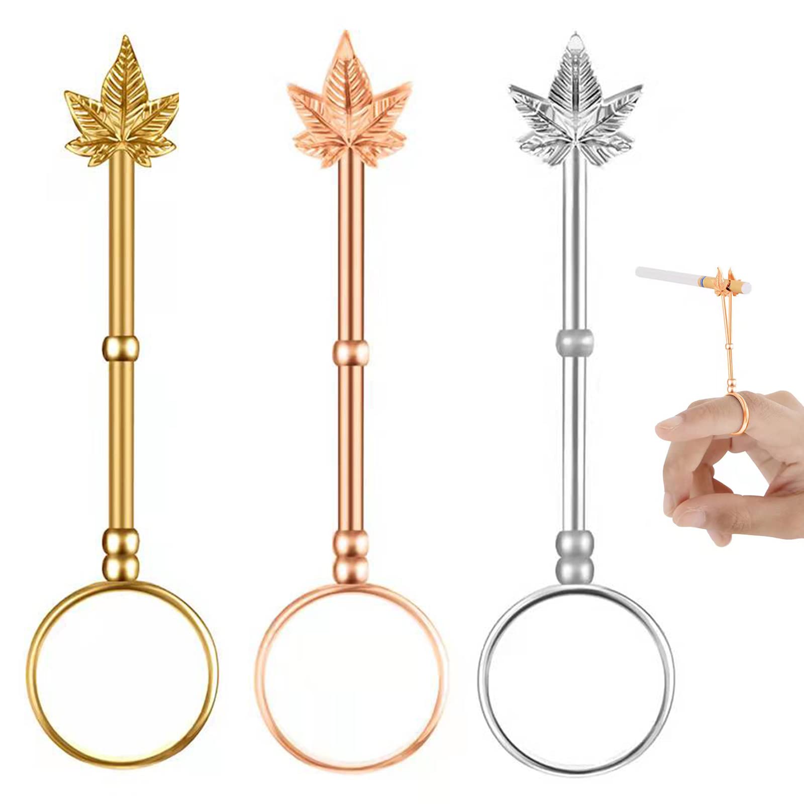 Elegant 3-Piece Blunt Holder Rings for Men & Women - 0.67 Inch Finger Joint Rings for Smoking Accessories - Perfect for Parties, Gifts & Cannabis Enthusiasts