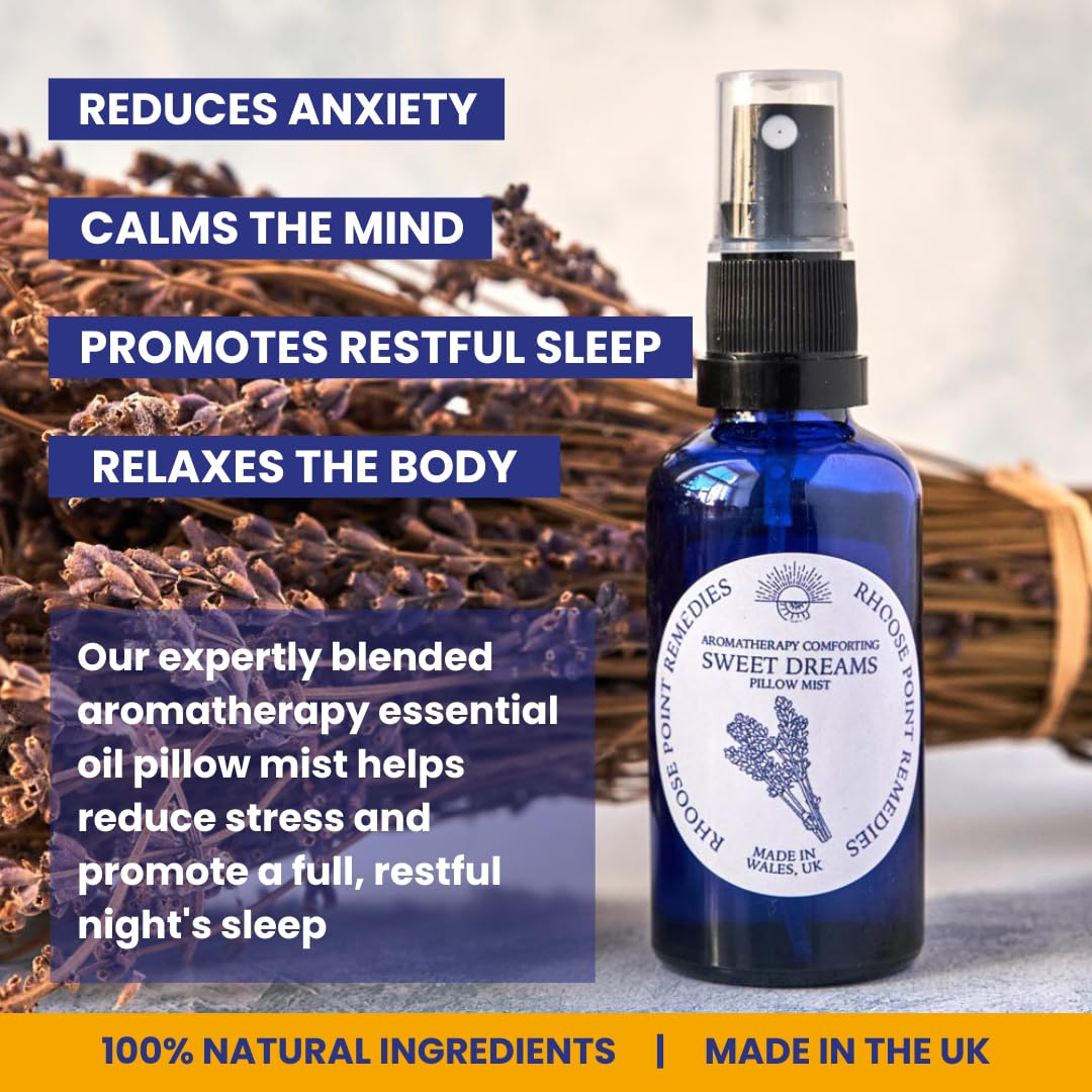 Organic Lavender Pillow Mist Sleep Spray (50ml) - Calming Essential Oils for Better Sleep & Anxiety Relief - Vegan, Cruelty-Free & UK Made - Perfect for Adults & Kids Bedtime Routine, Travel & Relaxation