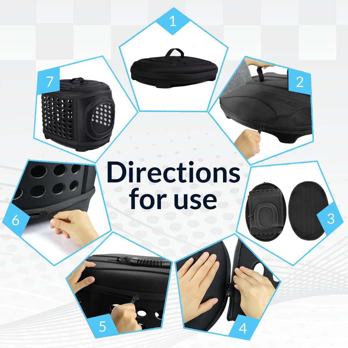 Collapsible Hard-Sided Cat Carrier for Travel - Ventilated Pet Crate for Small Dogs, Cats & Guinea Pigs - Foldable Dog Carrier for Car Trips & Vet Visits (Black) | Perfect for Air Travel, Road Trips & Vet Appointments