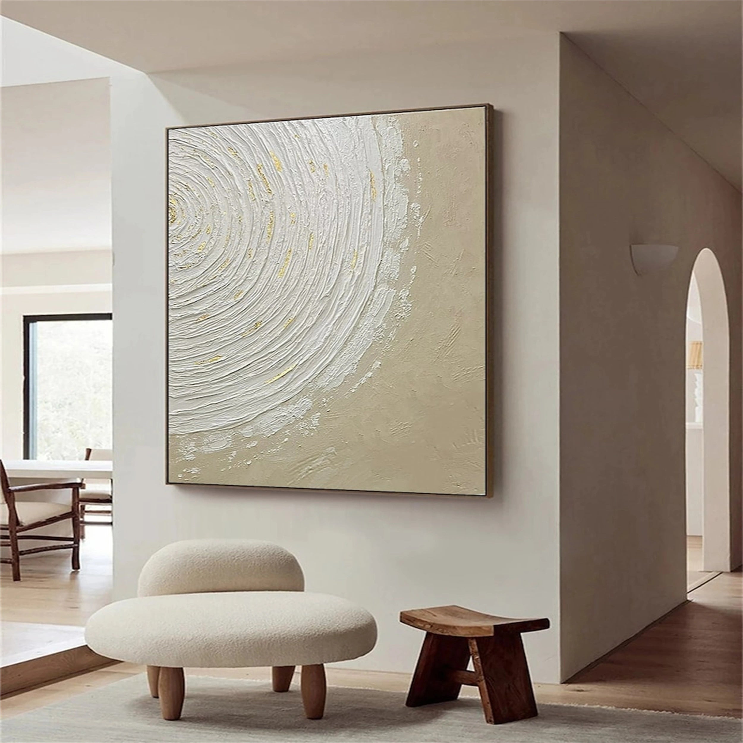 Beige & Brown Abstract Wall Art Canvas Print #BB089 - Modern Home Decor for Living Room, Bedroom & Office