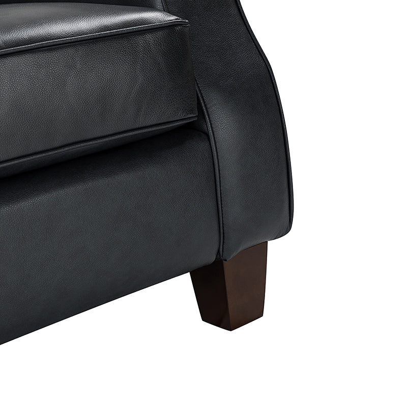 Hugo Traditional Style Curved Genuine Leather Sofa - Elegant Living Room Furniture for Home, Office & Lounge Decor