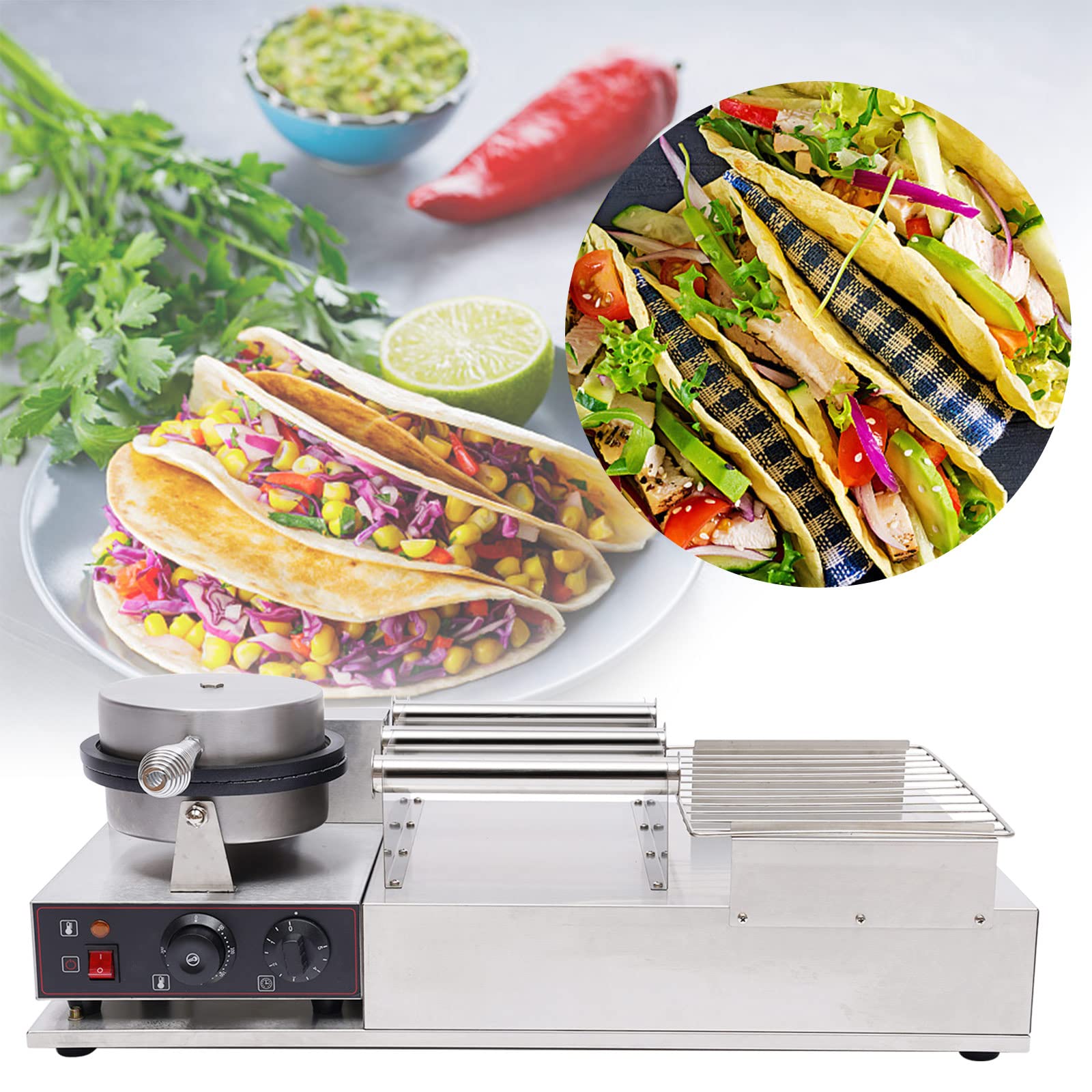 **Commercial Nonstick Waffle Maker & Crepe Machine - Heavy Duty Electric Taco & Waffle Iron for Restaurants, Cafes, and Home Breakfast**    *(Perfect for making crispy waffles, fluffy crepes, and delicious tacos – ideal for busy kitchens, brunch spots, and family breakfasts!)*
