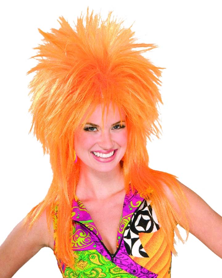 Vintage 80s Orange Mullet Wig for Adults - Retro Costume Party Hairpiece for Halloween, Cosplay, and Themed Events