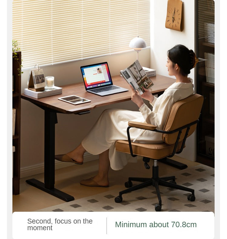 Black Walnut Solid Wood Electric Standing Desk - Adjustable Height Office Desk for Home & Workspace - Perfect for Remote Work, Gaming, and Ergonomic Comfort